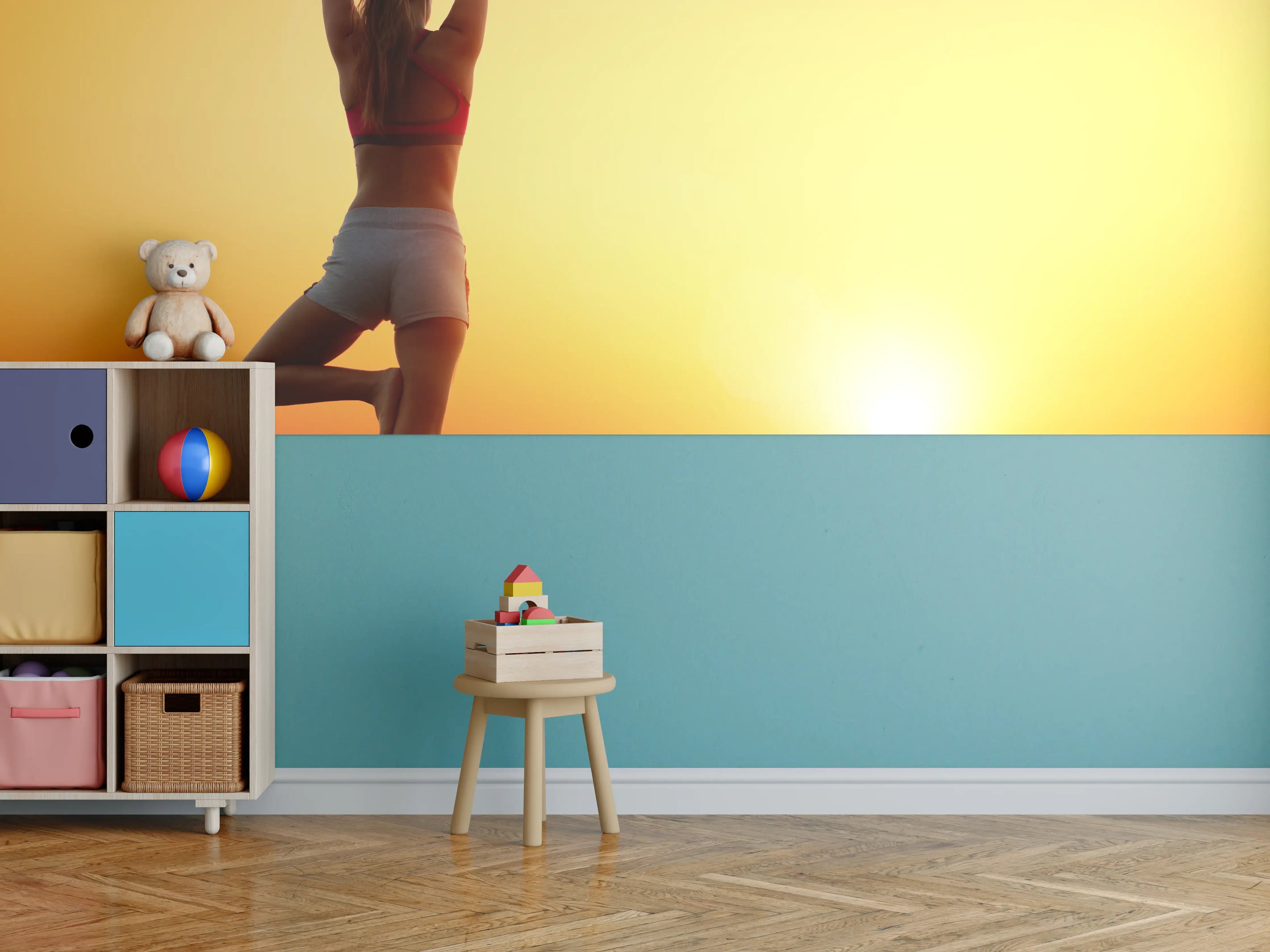 Kinderzimmer Wandgestaltung - Yoga bei Sonnenuntergang