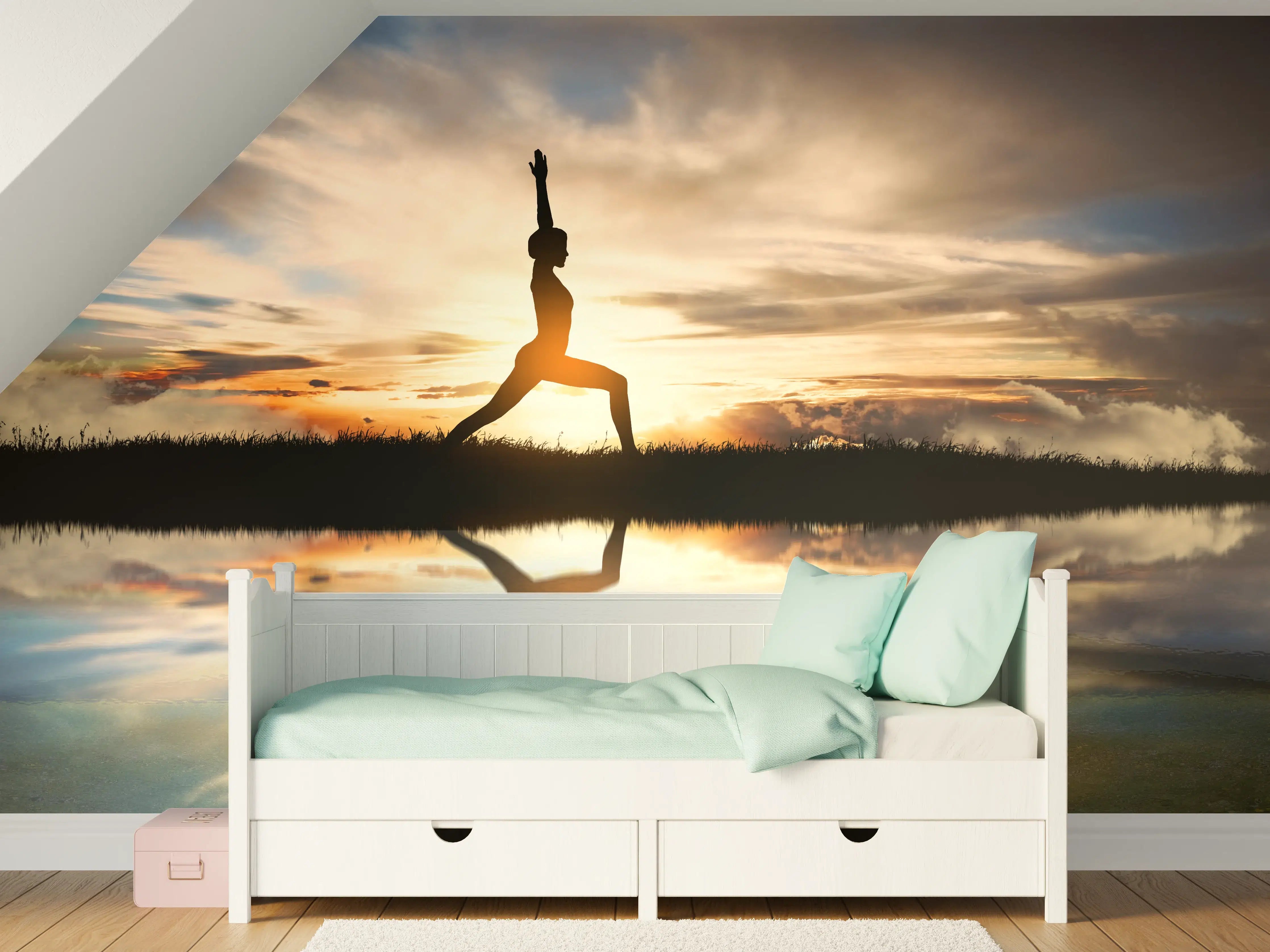 Kinderzimmer Wandgestaltung - Yoga praktizierendes Mädchen