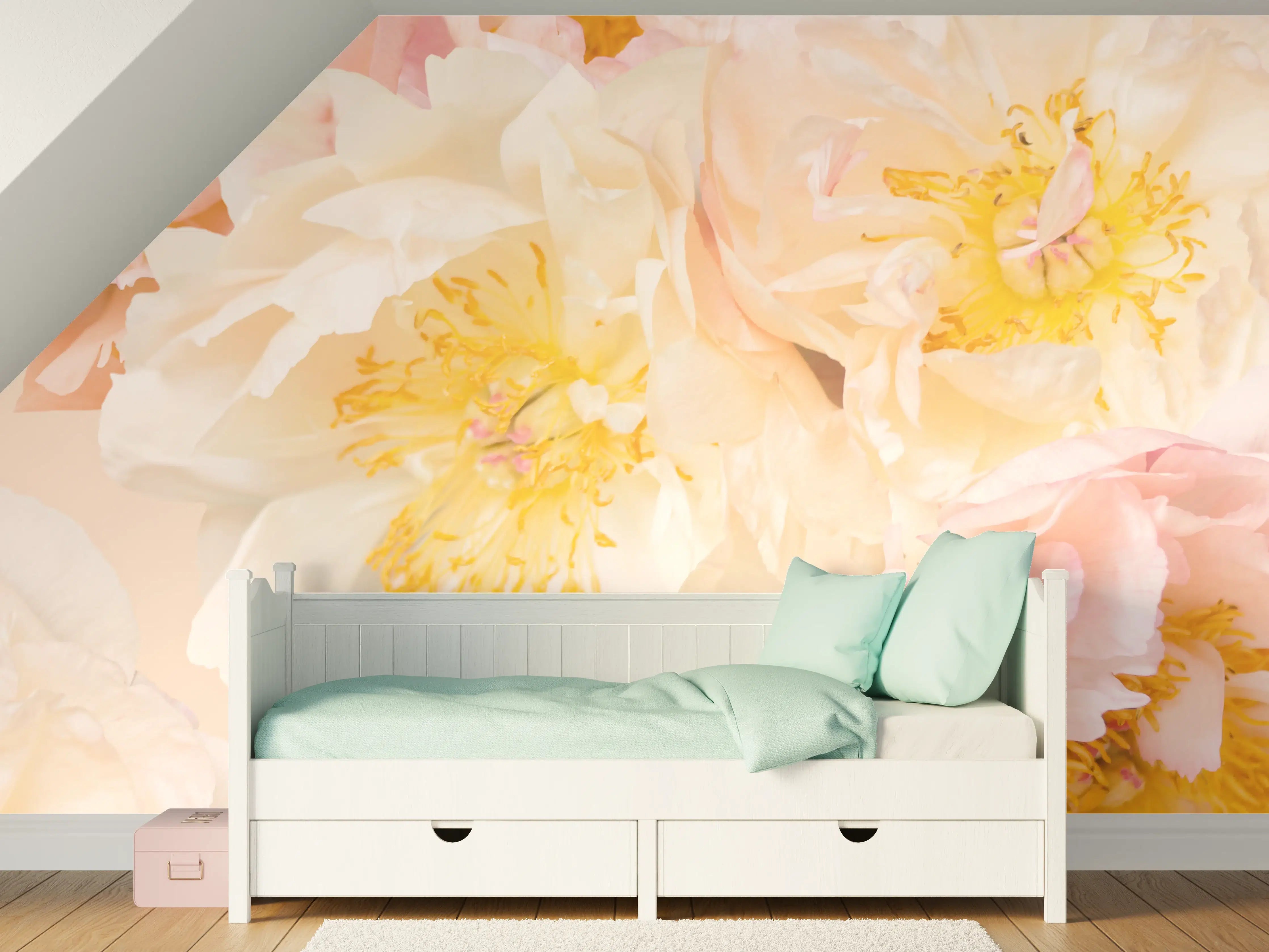 Kinderzimmer Wandgestaltung - Zarte Grauwiese in Pastelltönen