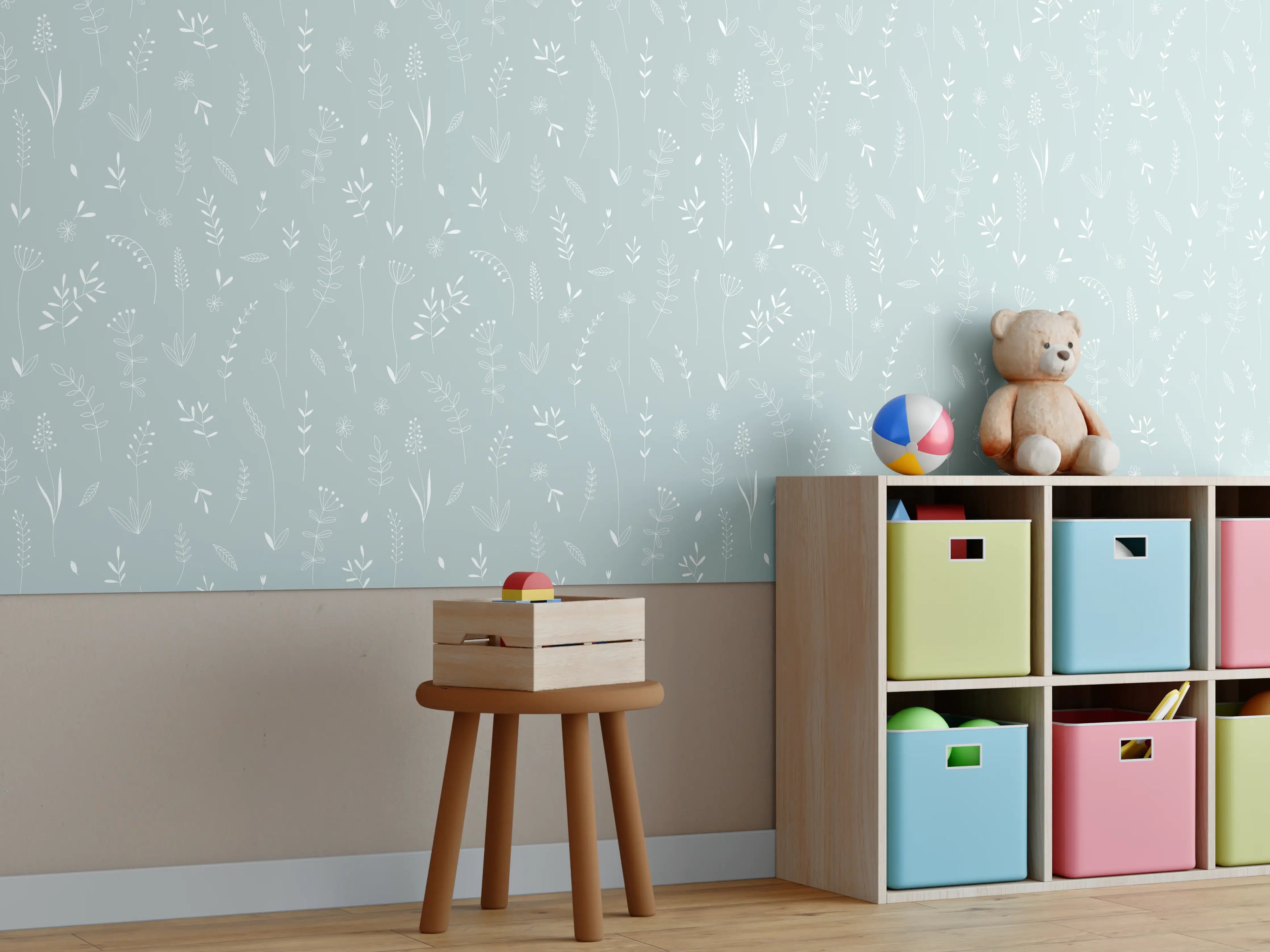 Kinderzimmer Wandgestaltung - Zarte Minzgrüne Bastel-Textur