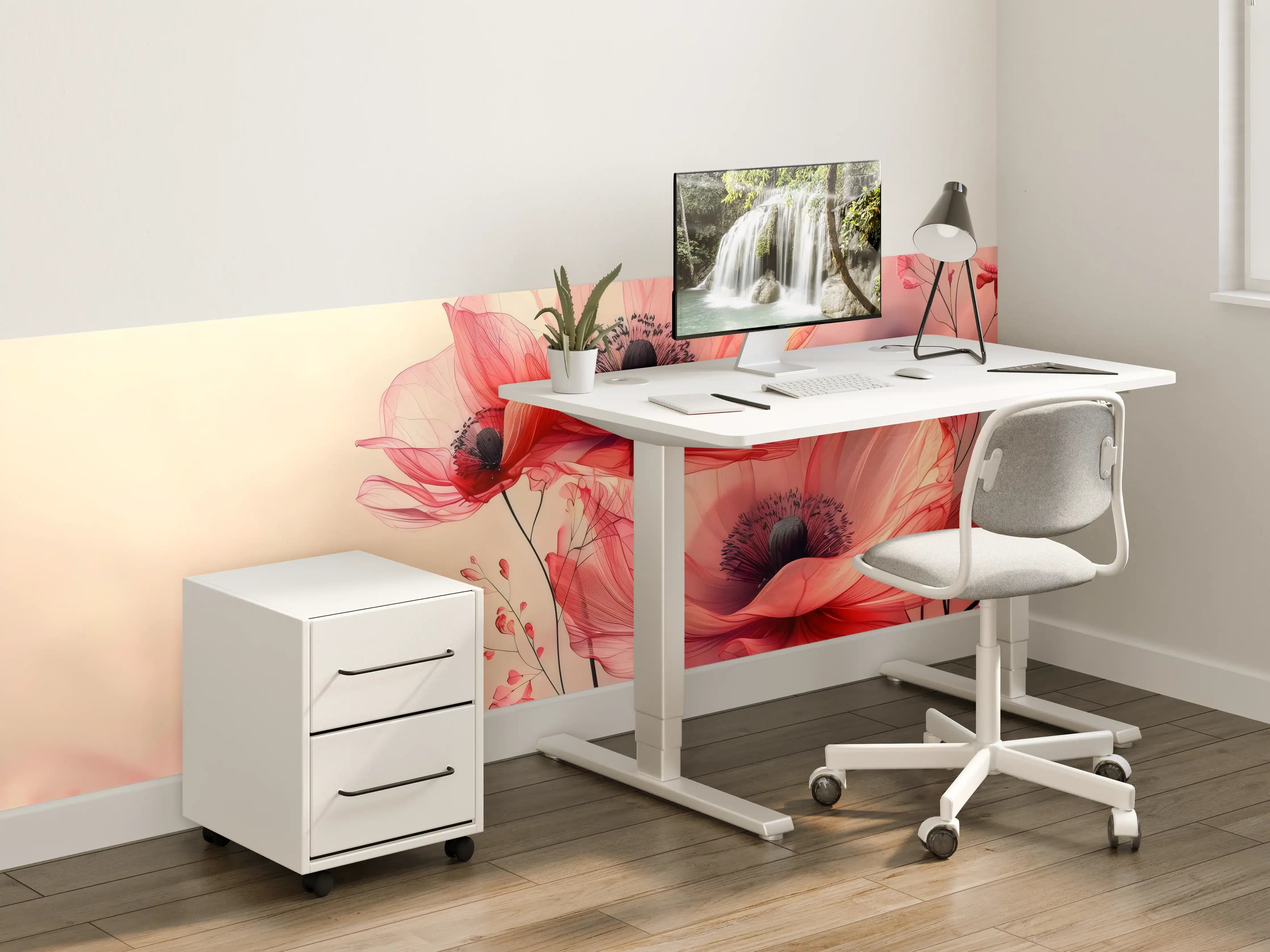 Kinderzimmer Wandgestaltung - Zarte Mohnblüten in Rosa