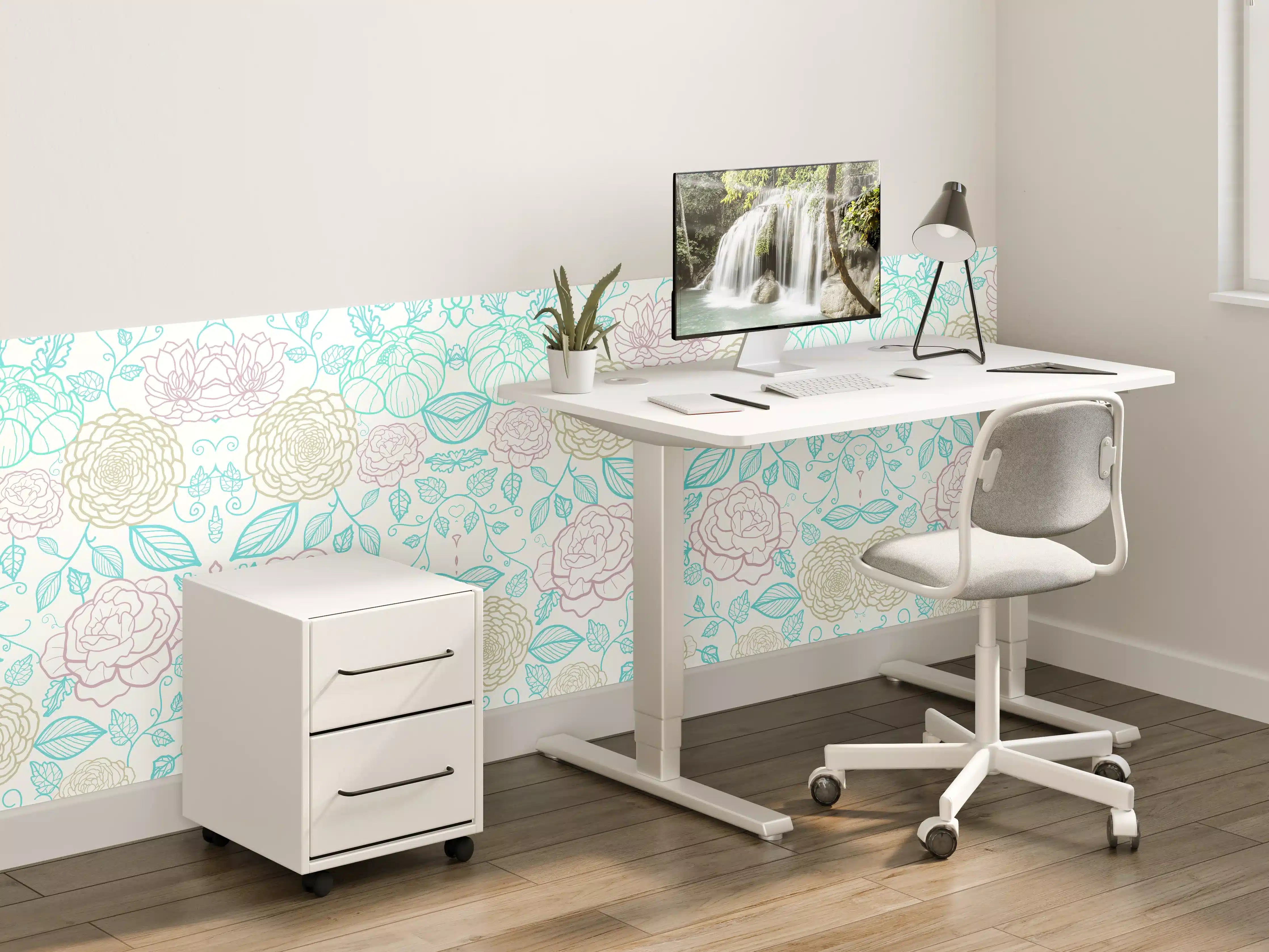 Kinderzimmer Wandgestaltung - Zarte Pastell Floral Muster