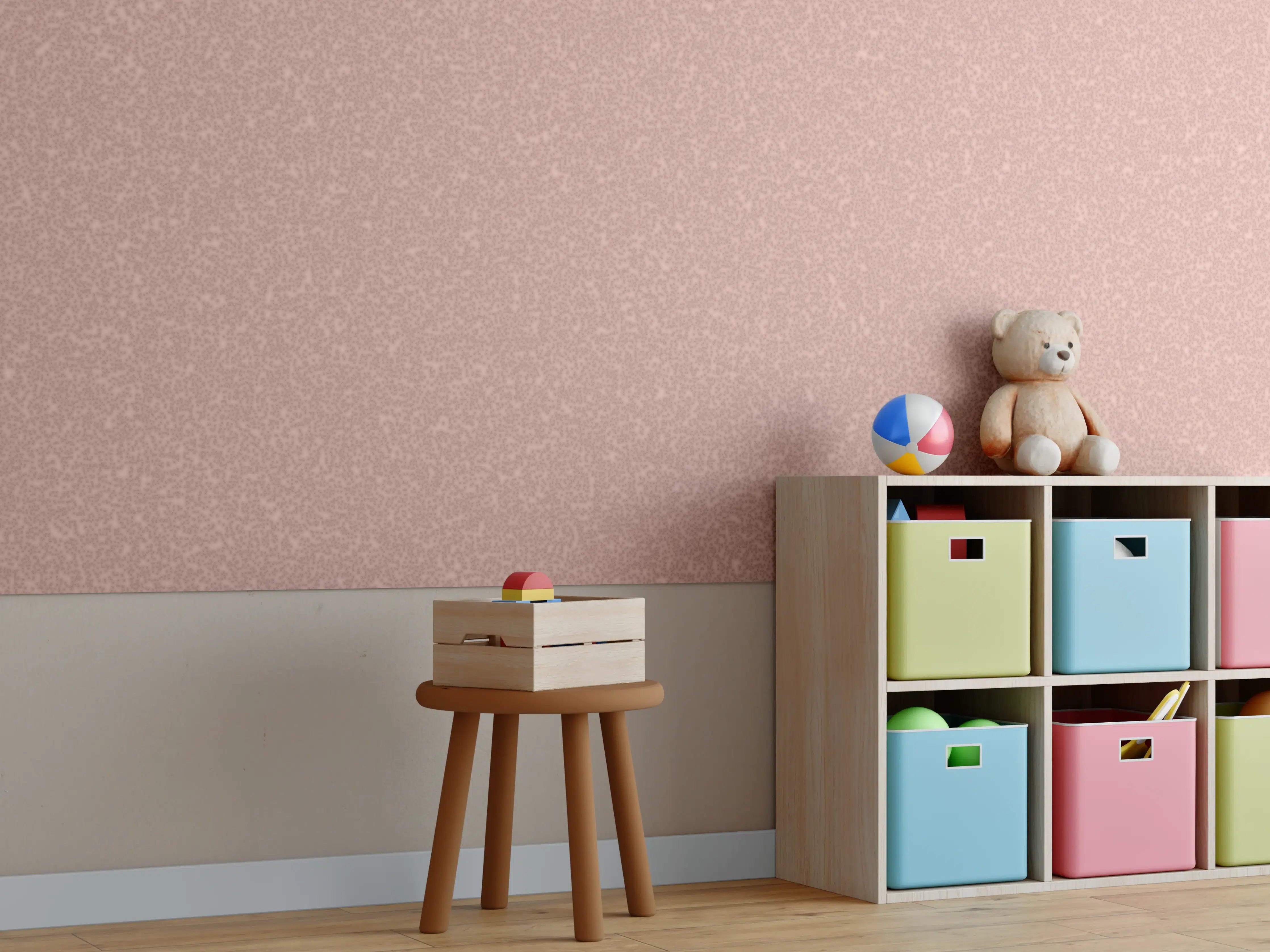 Kinderzimmer Wandgestaltung - Zarte Roségoldene Textur mit feinem Glanz