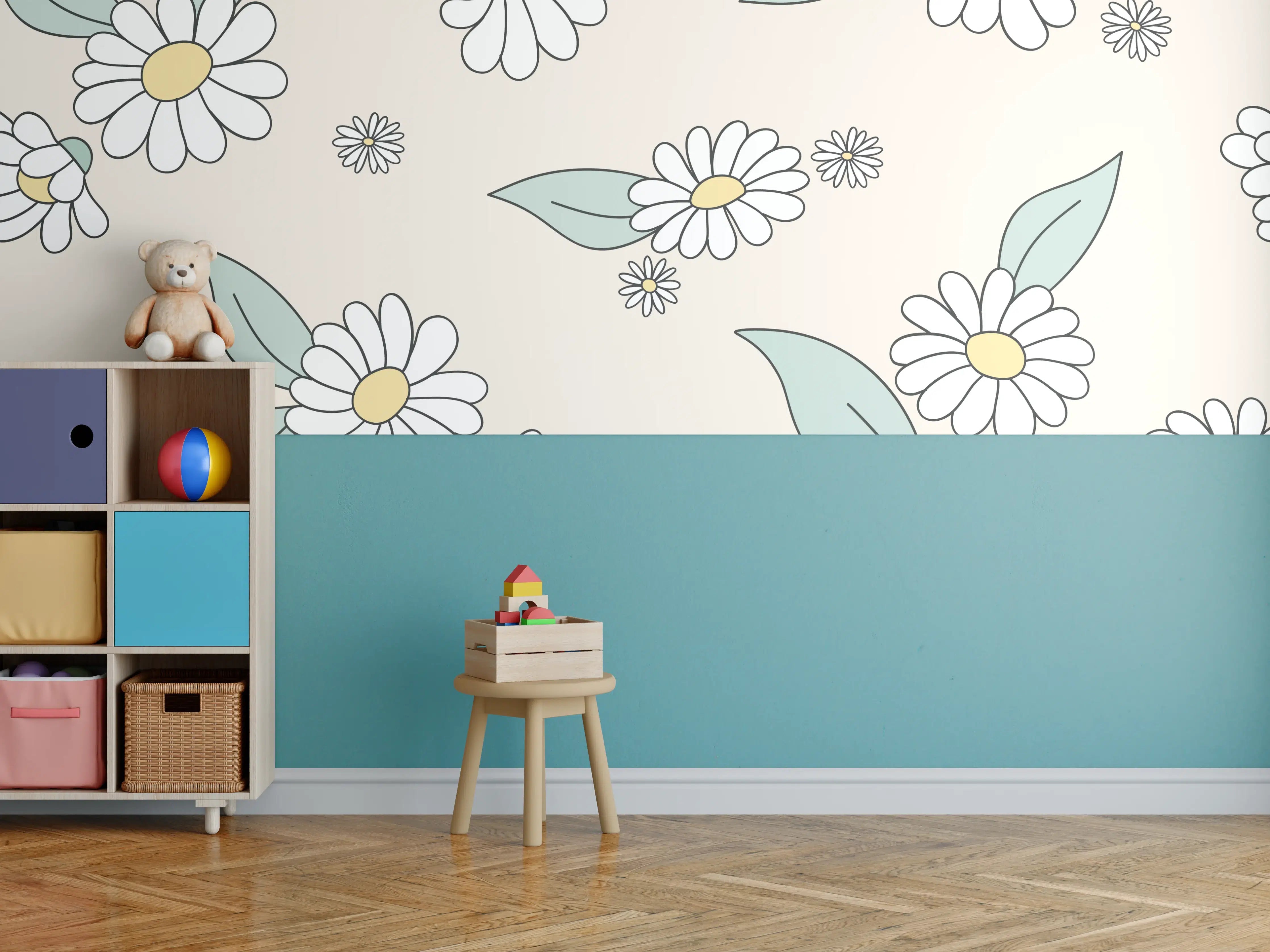Kinderzimmer Wandgestaltung - Zartes Blumendesign mit Pastellfarben