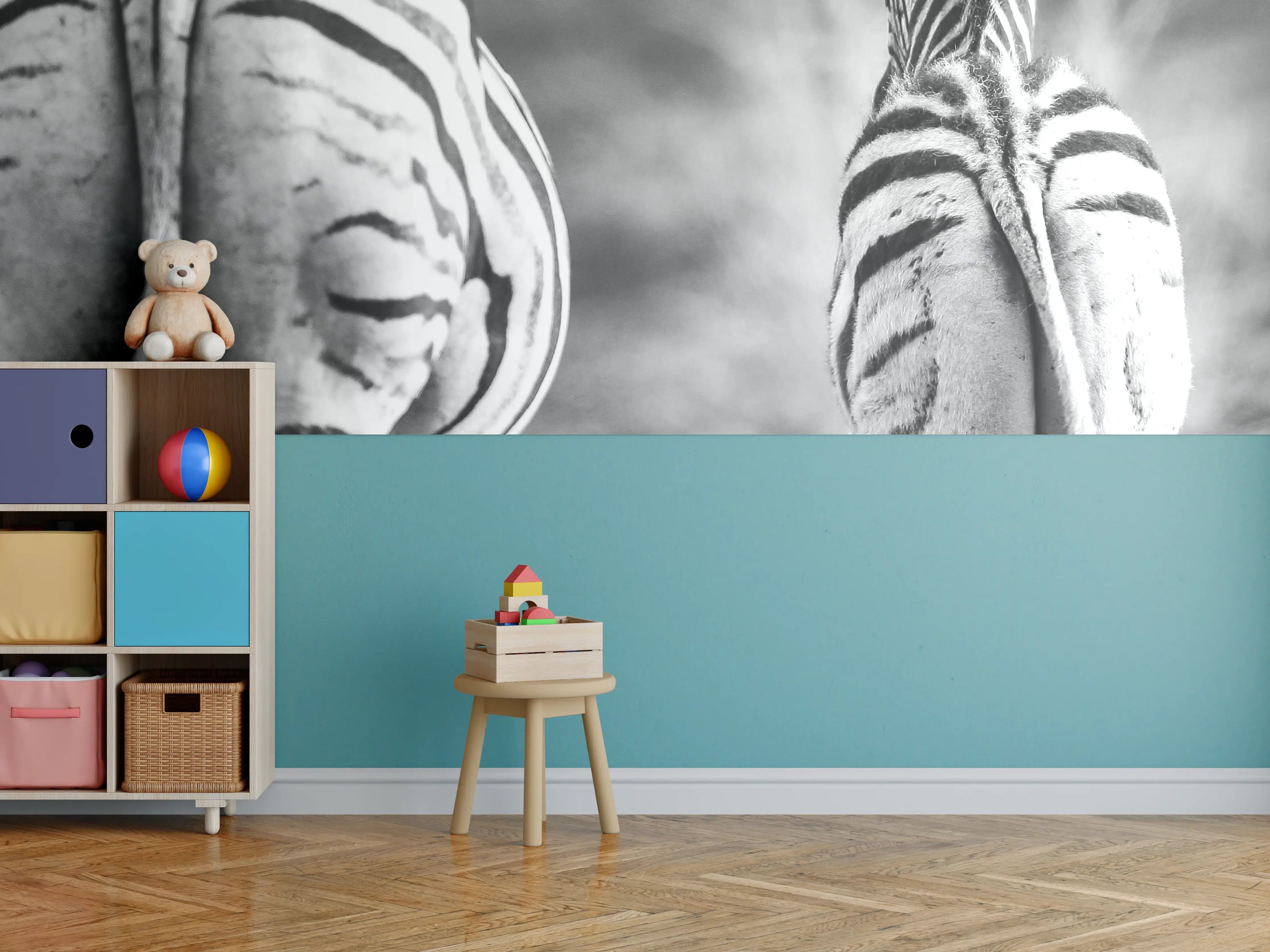 Kinderzimmer Wandgestaltung - Zebra - schwarz-weiß