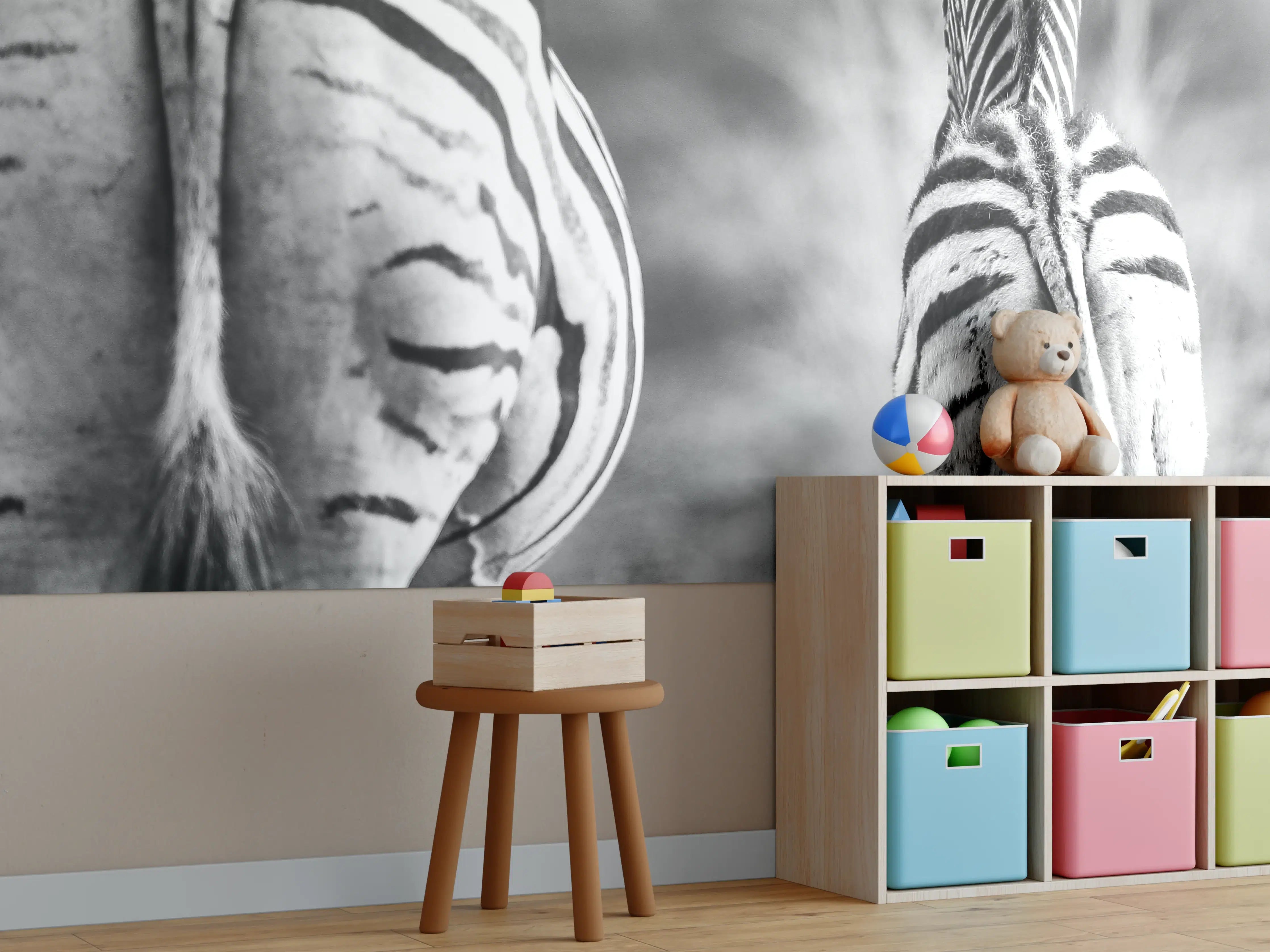 Kinderzimmer Wandgestaltung - Zebra - schwarz-weiß