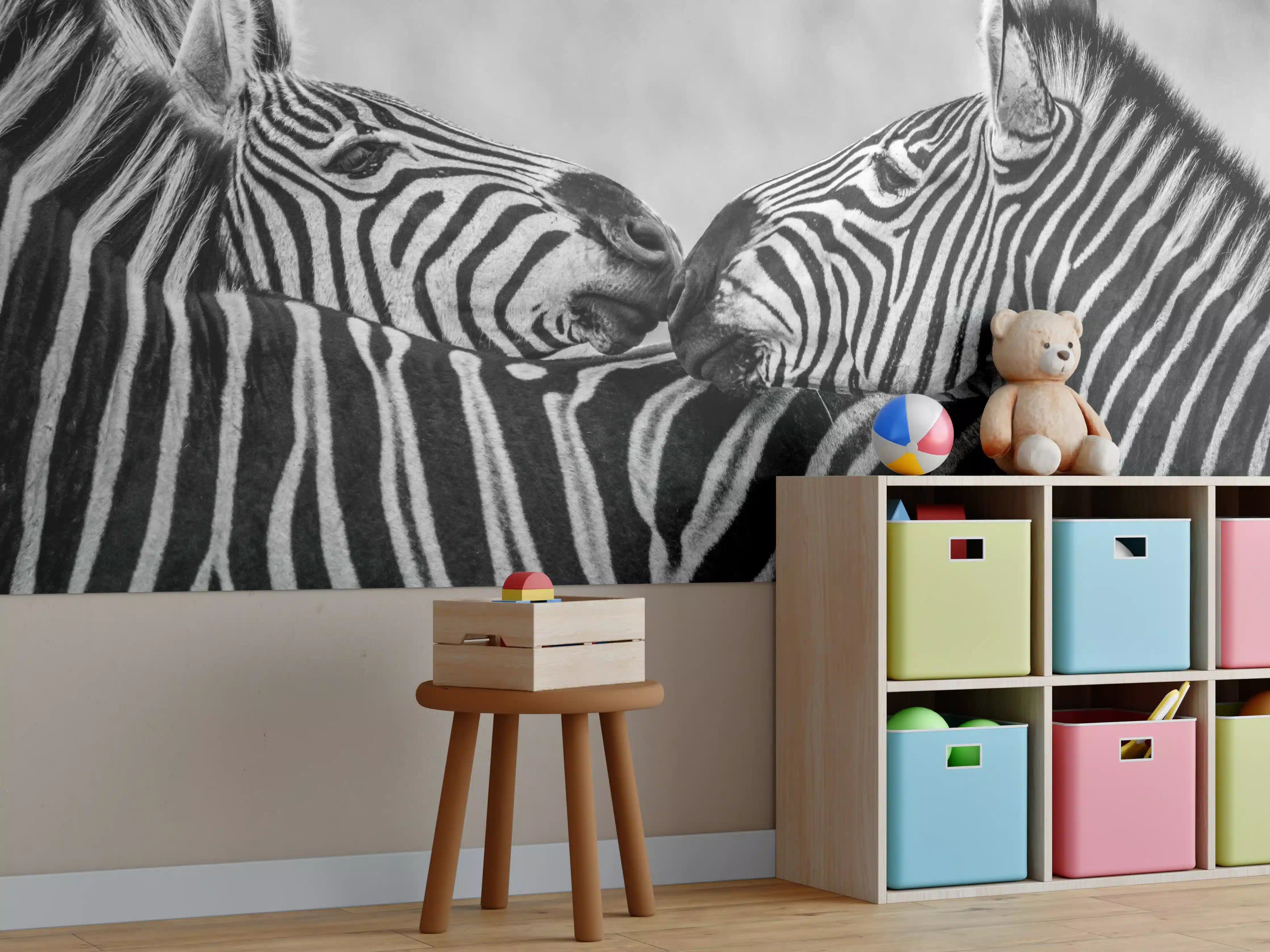Kinderzimmer Wandgestaltung - Zebras - Schwarz-weiß