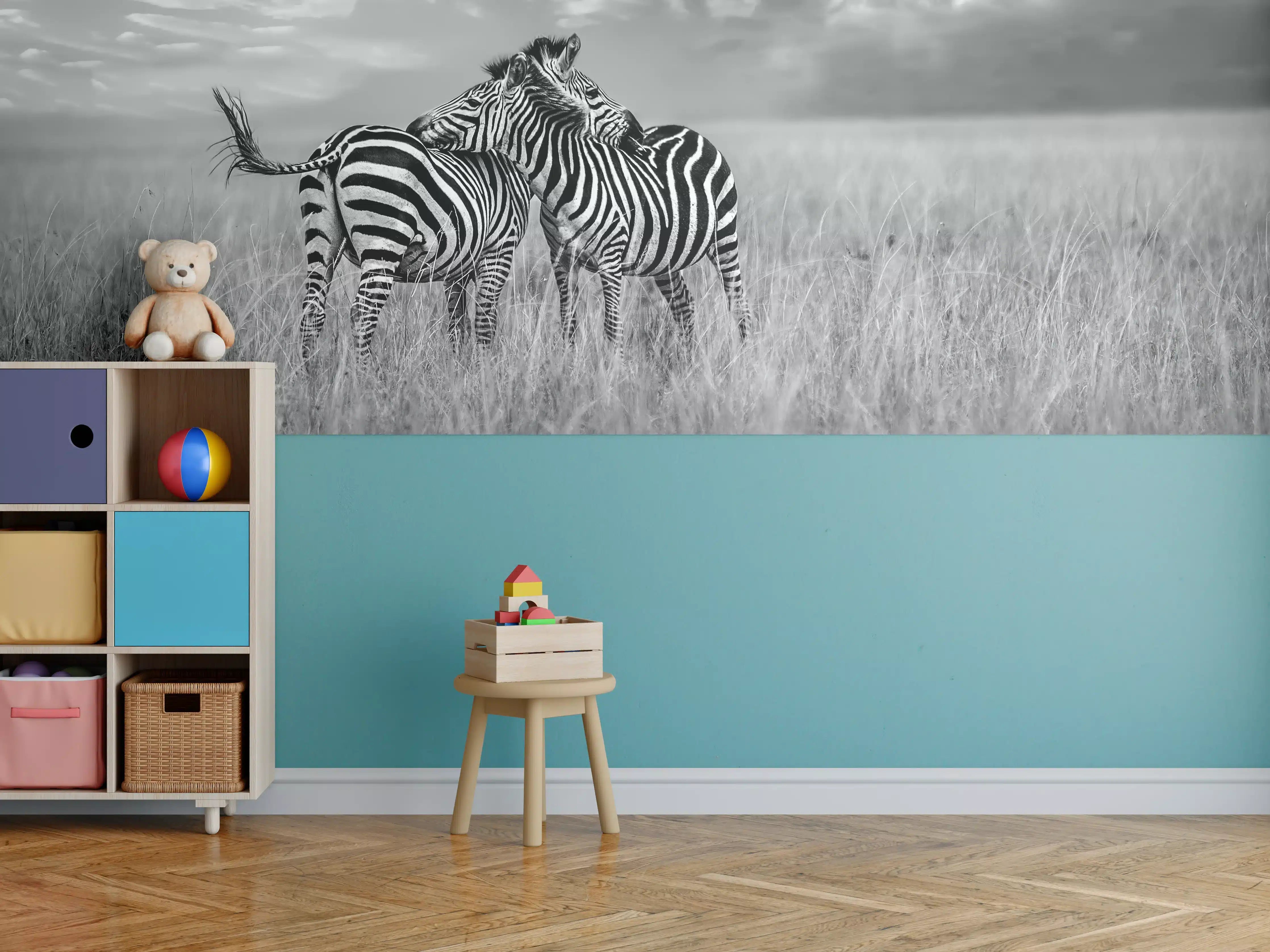 Kinderzimmer Wandgestaltung - Zebras in ihrer Natur - Savanne