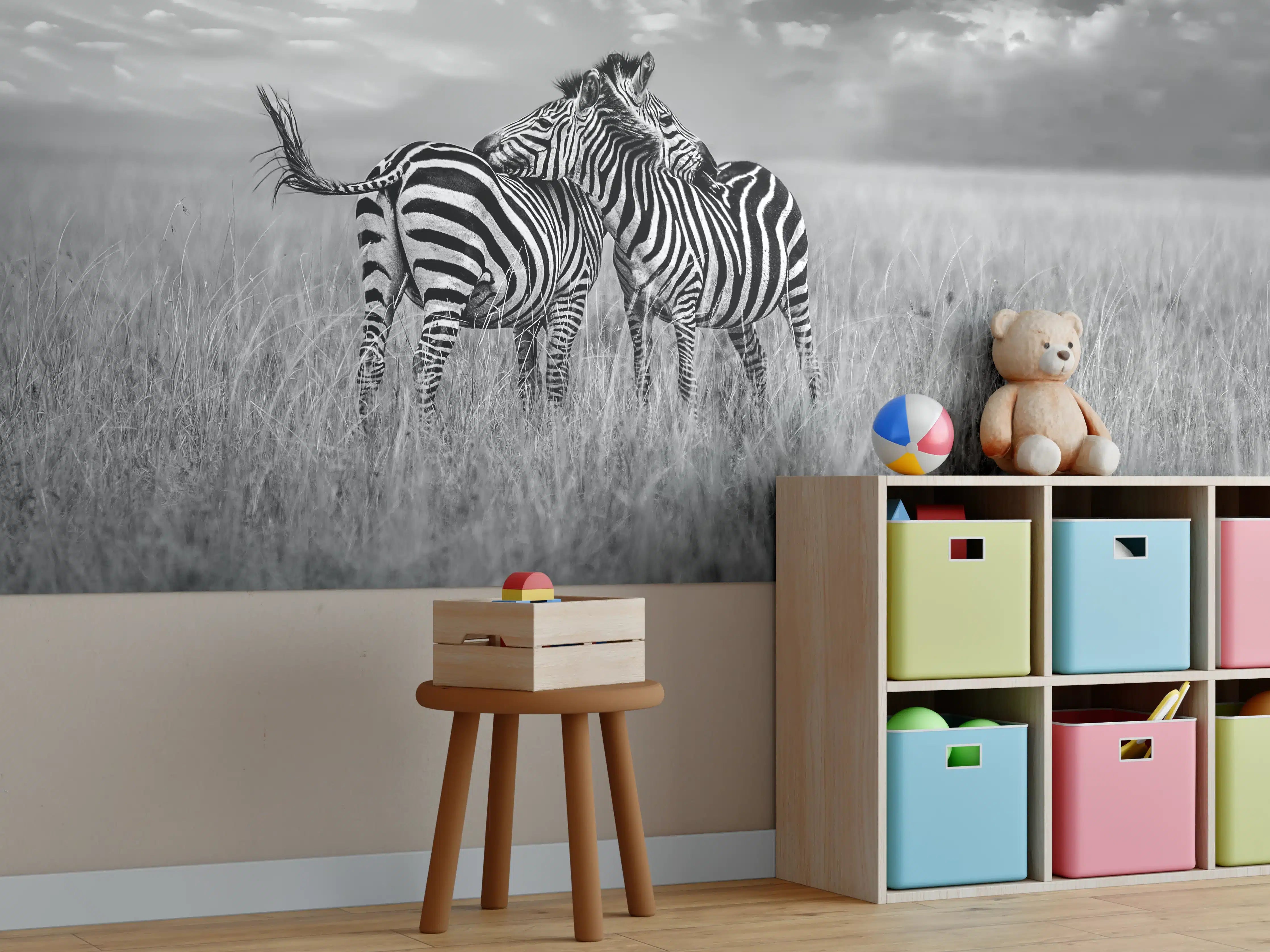Kinderzimmer Wandgestaltung - Zebras in ihrer Natur - Savanne