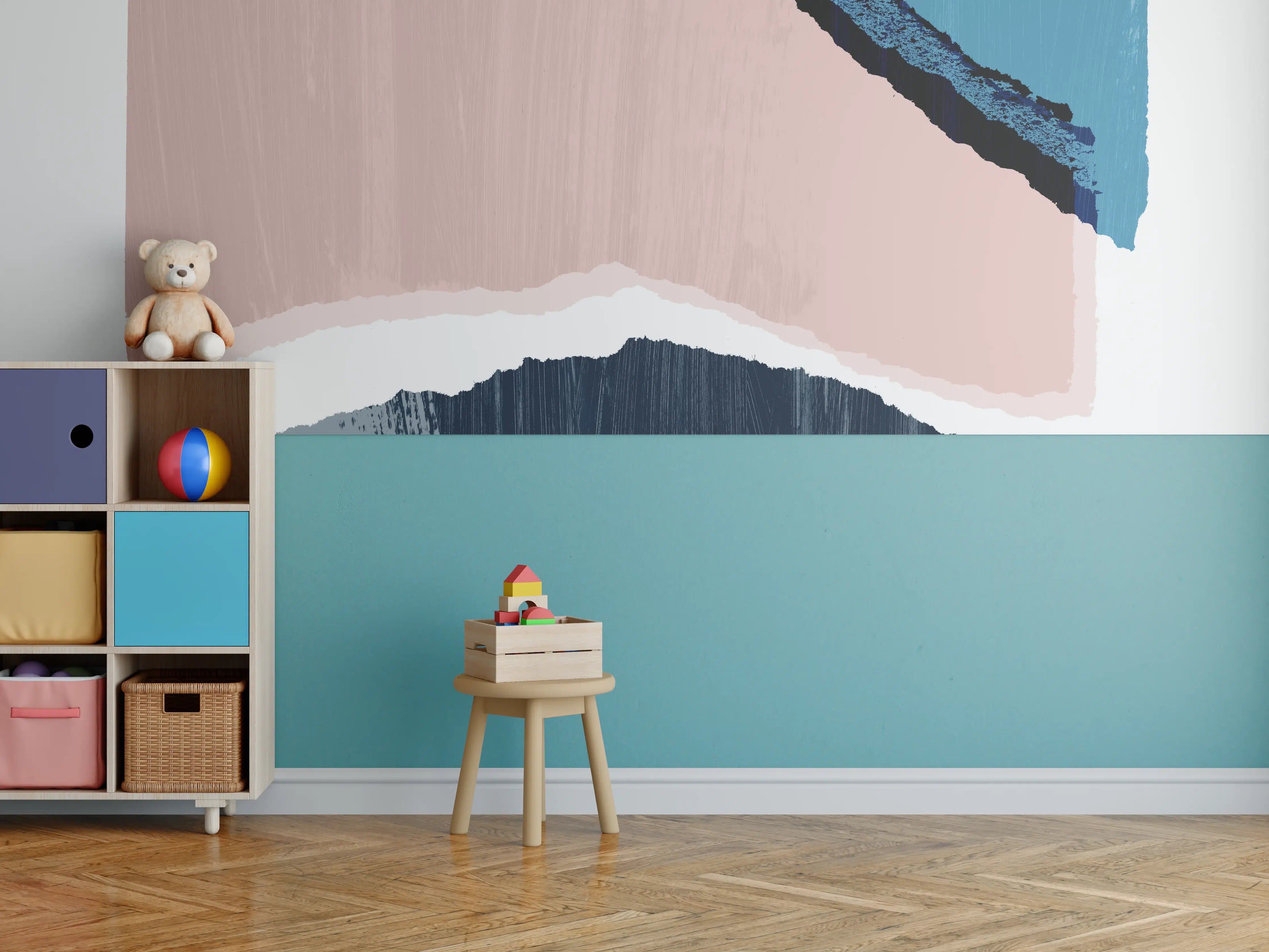Kinderzimmer Wandgestaltung - Zerrissenes Papier Muster - Kunst 
