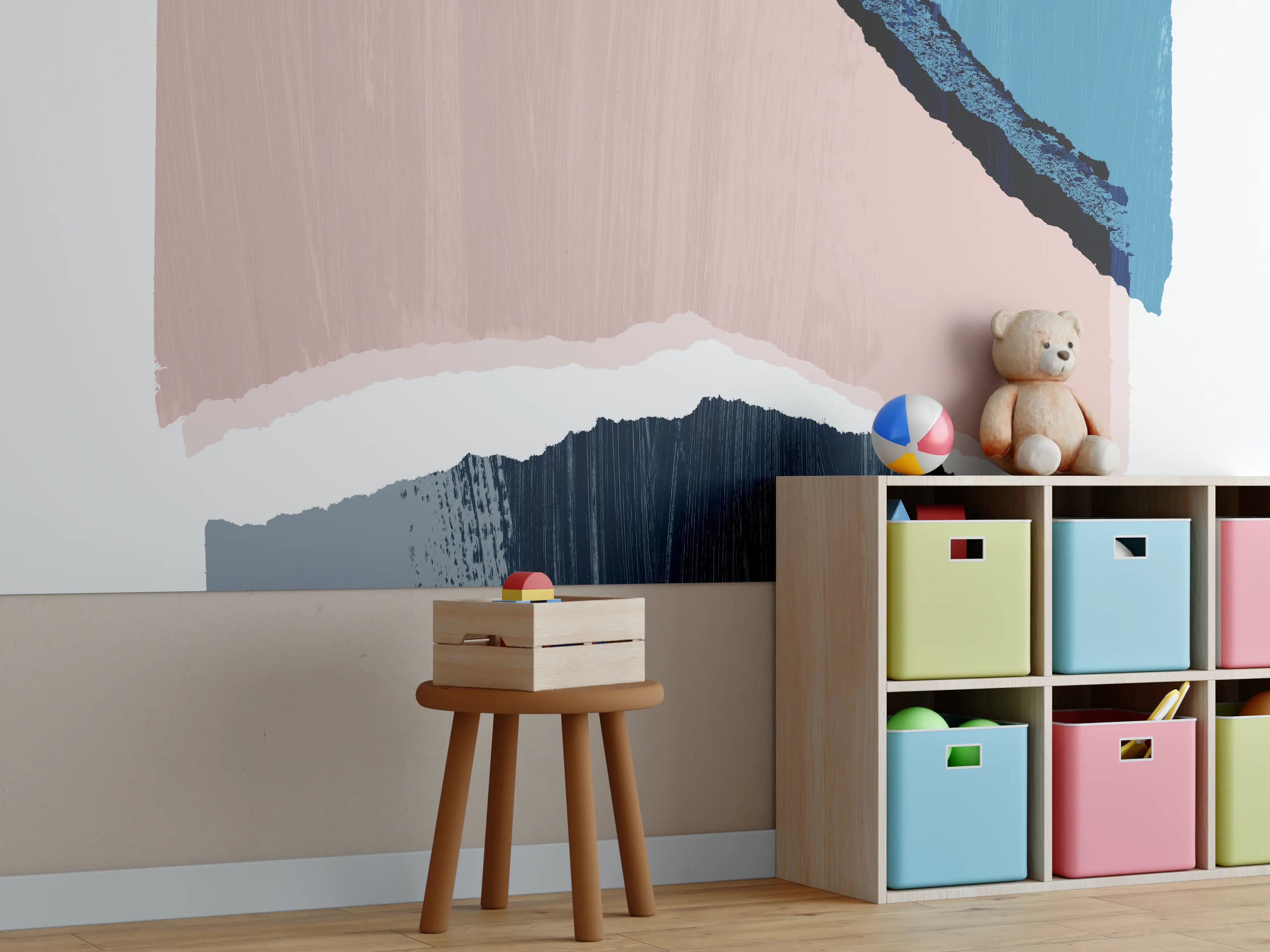 Kinderzimmer Wandgestaltung - Zerrissenes Papier Muster - Kunst 