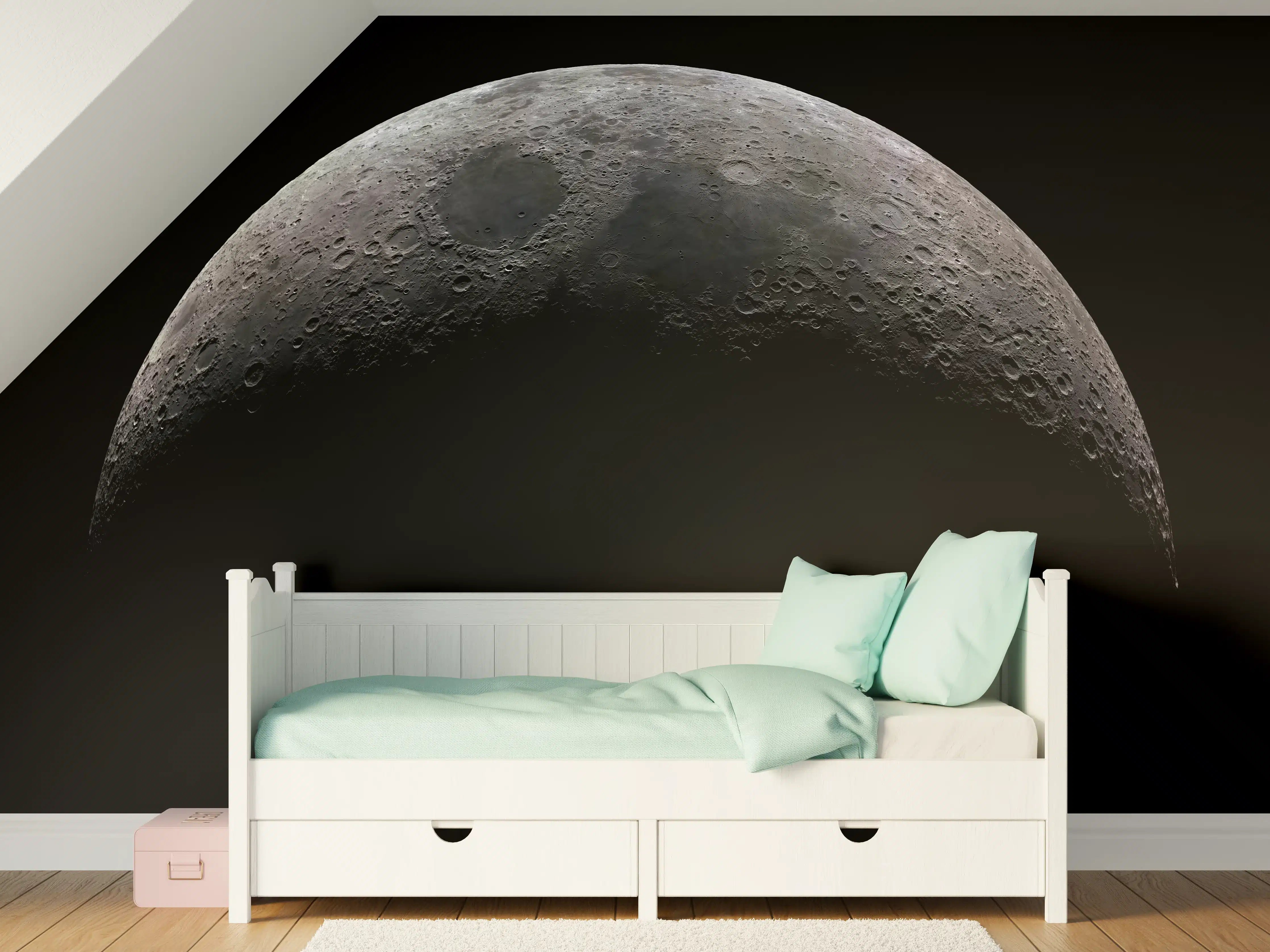 Kinderzimmer Wandgestaltung - Zunehmenden Mondsichel im Weltraum