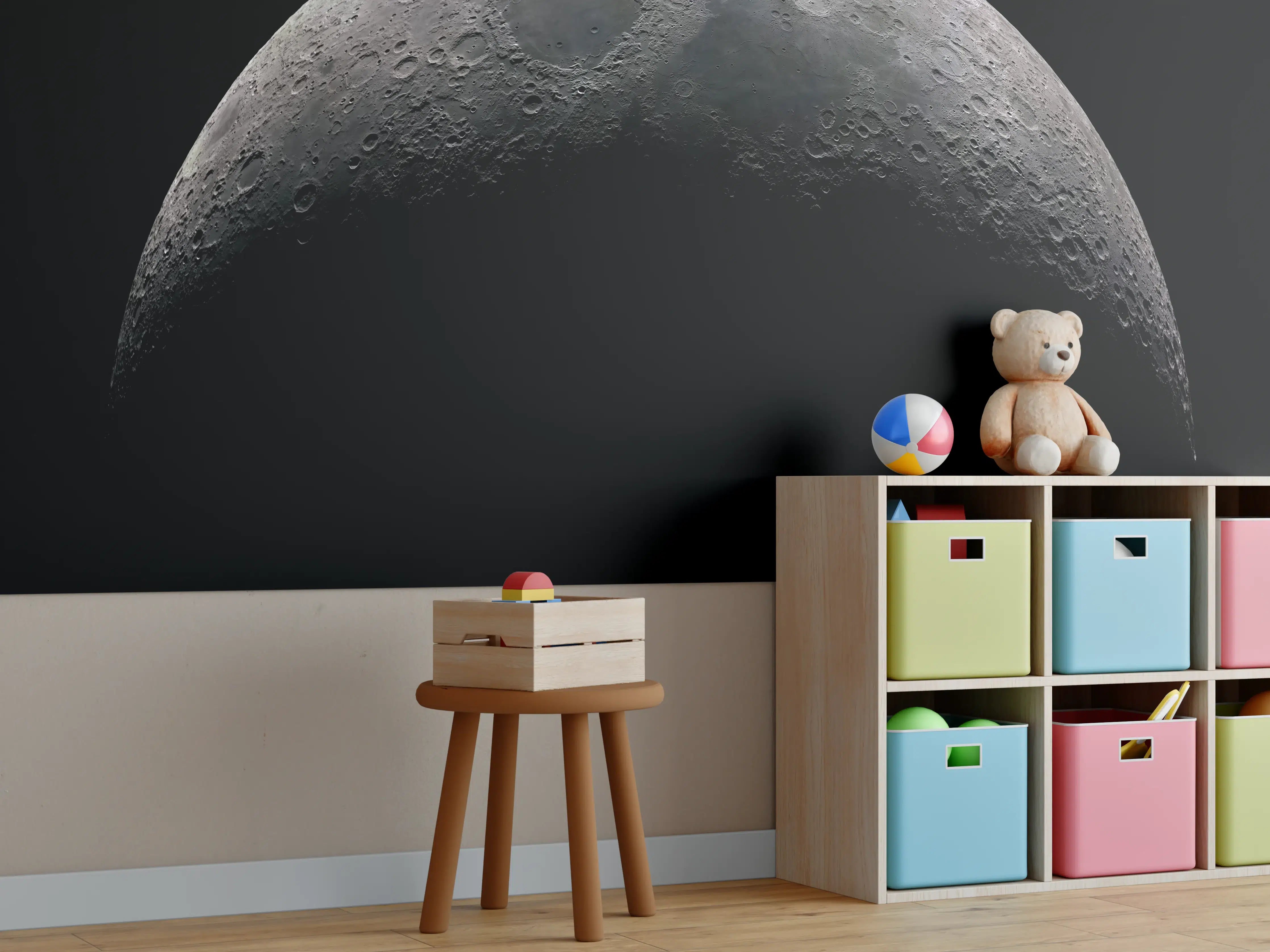Kinderzimmer Wandgestaltung - Zunehmenden Mondsichel im Weltraum