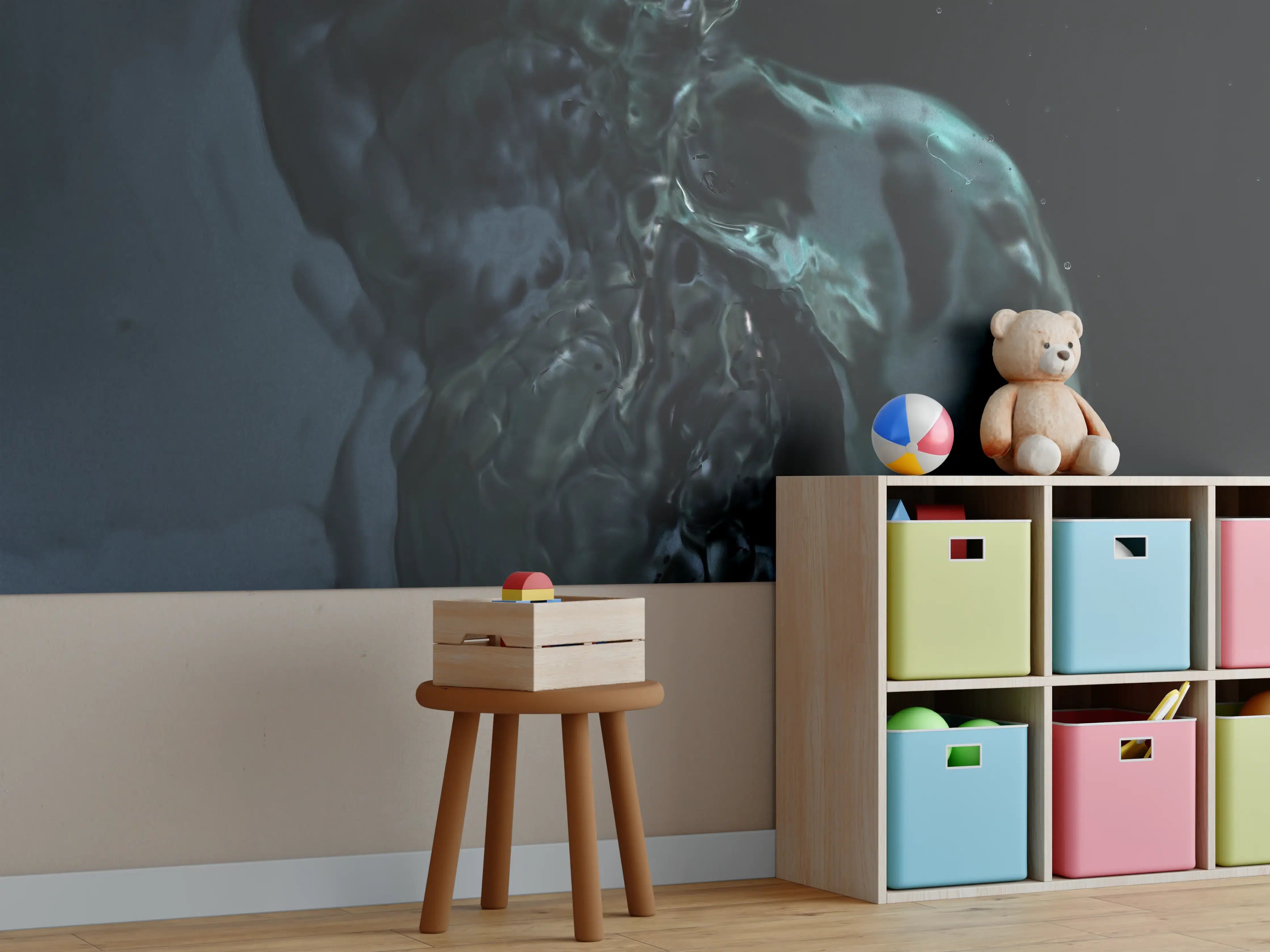 Kinderzimmer Wandgestaltung - "Edler grauer Damenmantel aus Kaschmir - Winterkollektion 2022"
