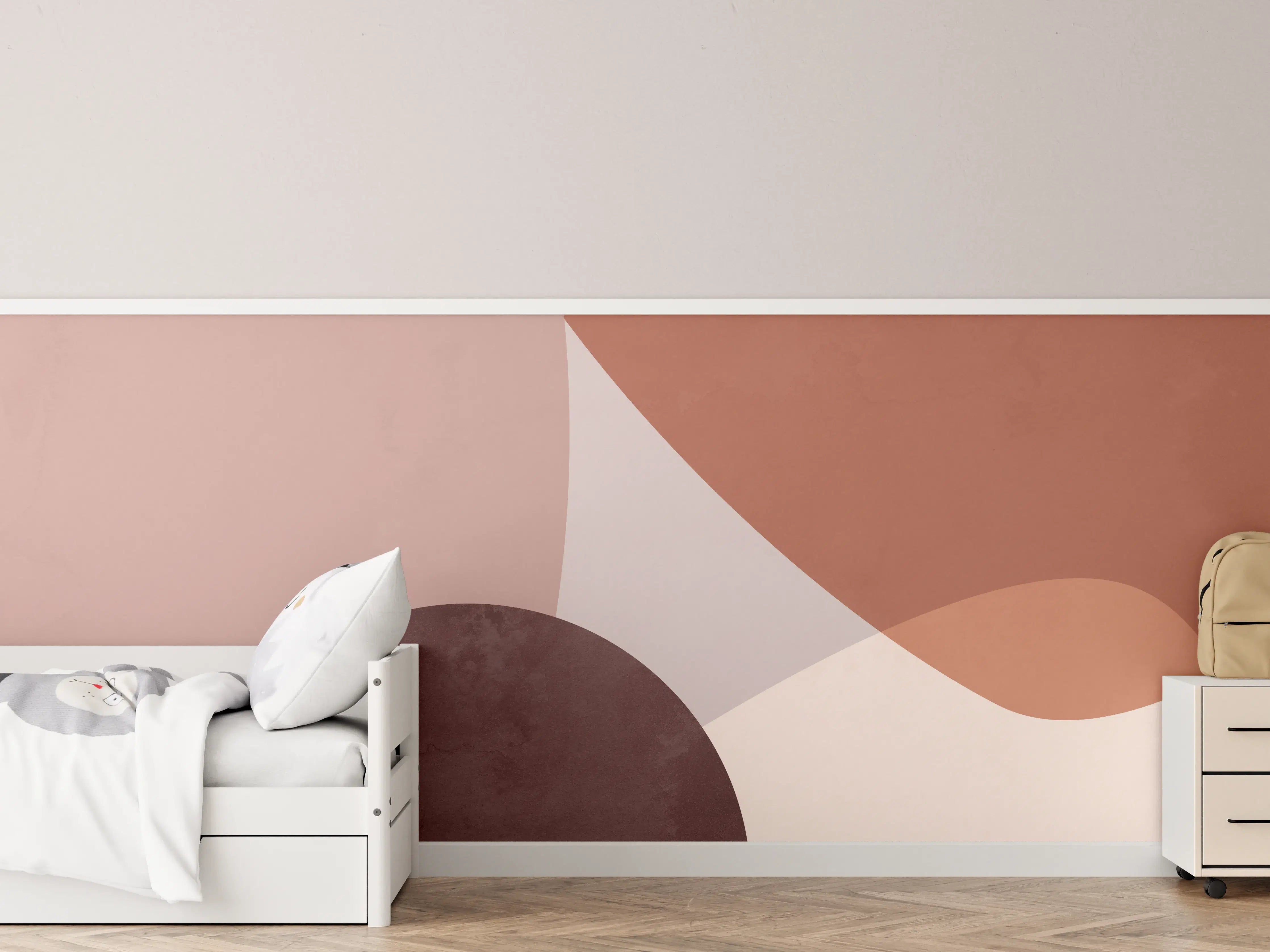 Kinderzimmer Wandgestaltung - "Moderne Grau-Weiß Geometrische Wanduhr - Minimalistisches Design"