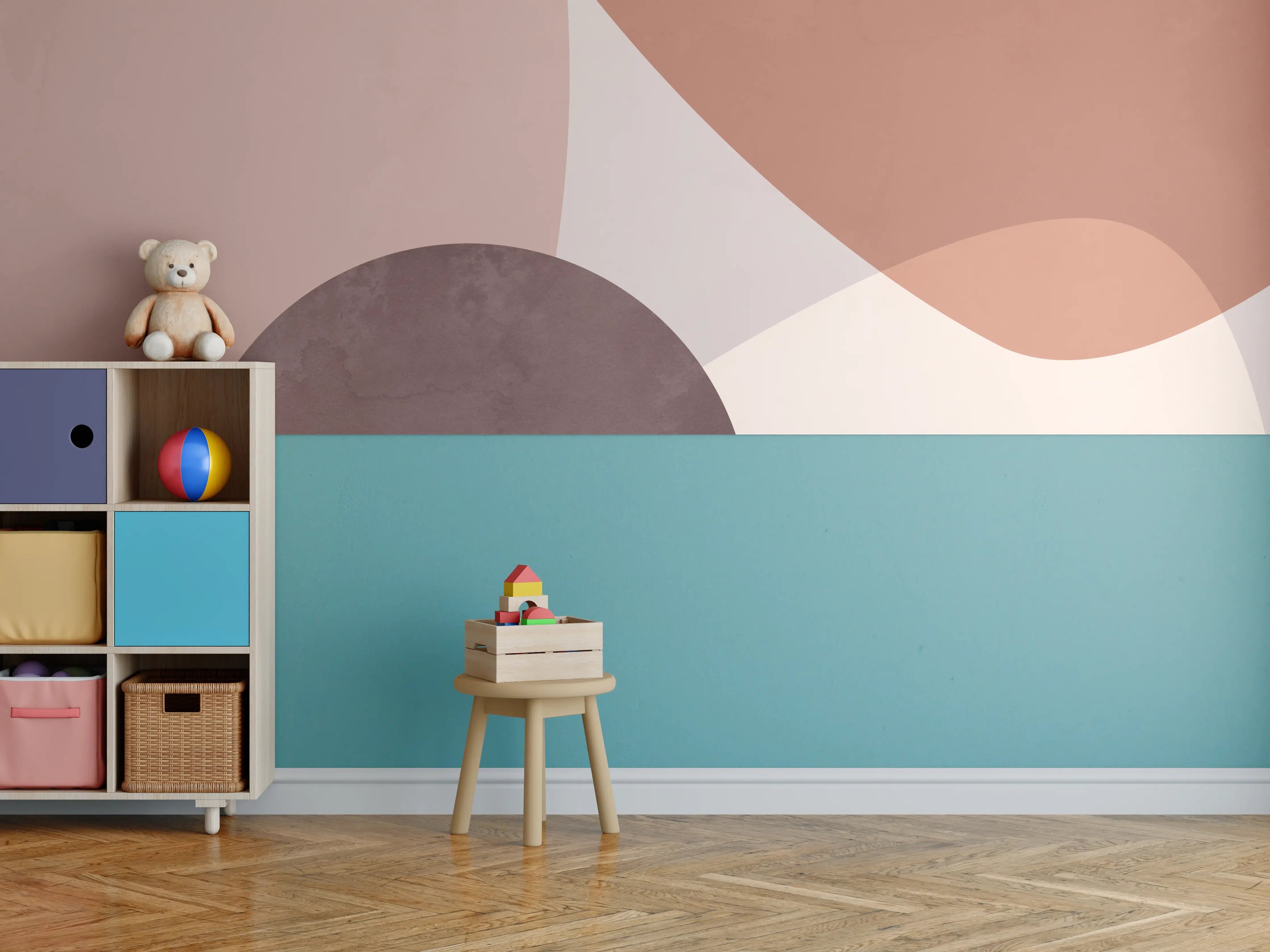 Kinderzimmer Wandgestaltung - "Moderne Grau-Weiß Geometrische Wanduhr - Minimalistisches Design"