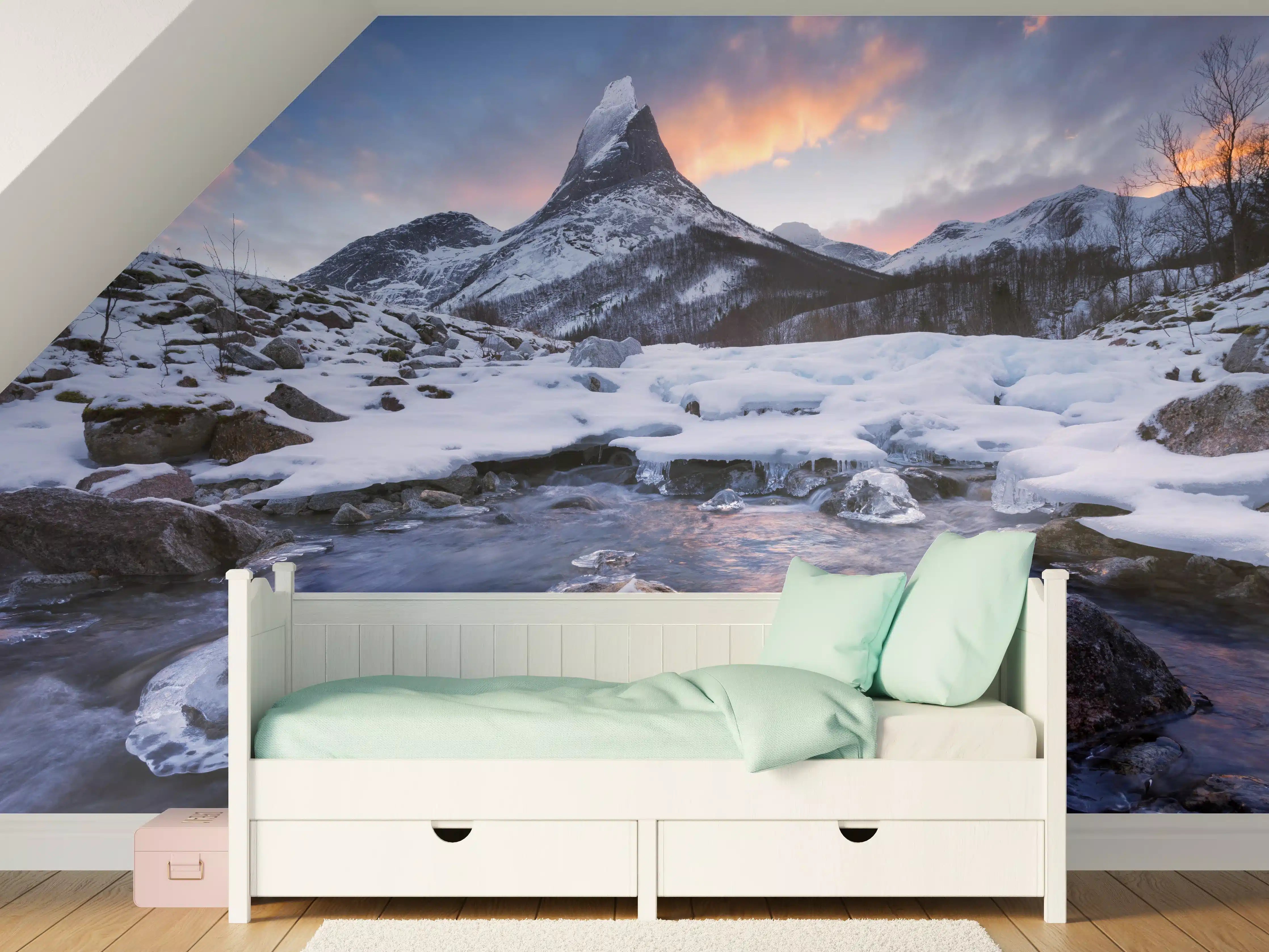 Kinderzimmer Wandgestaltung - "Moderne Grau-Weiße Marmorstruktur - Wandbild Kunstdruck"