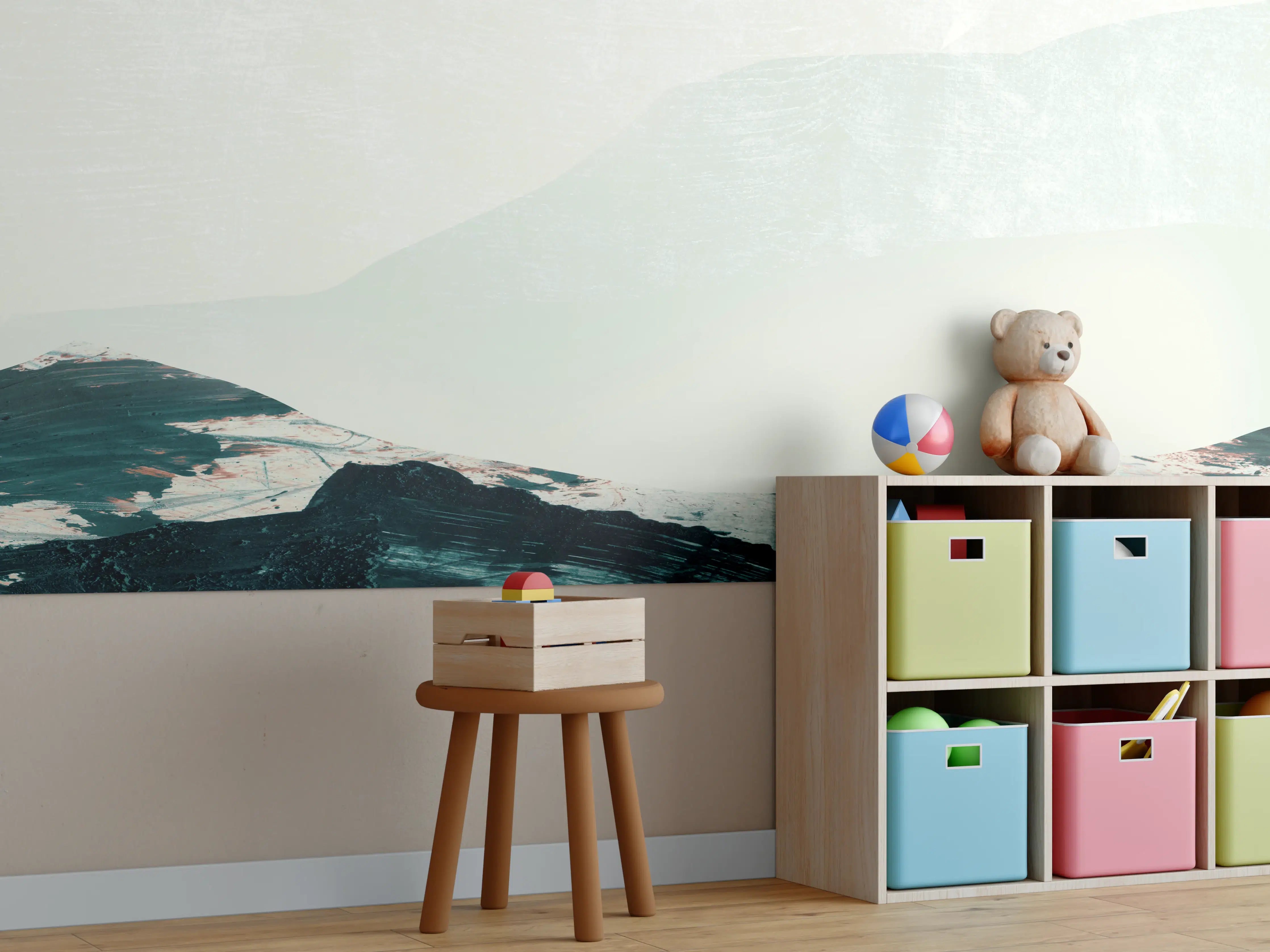 Kinderzimmer Wandgestaltung - "Moderner Schreibtisch aus Eiche mit schwarzem Metallgestell"