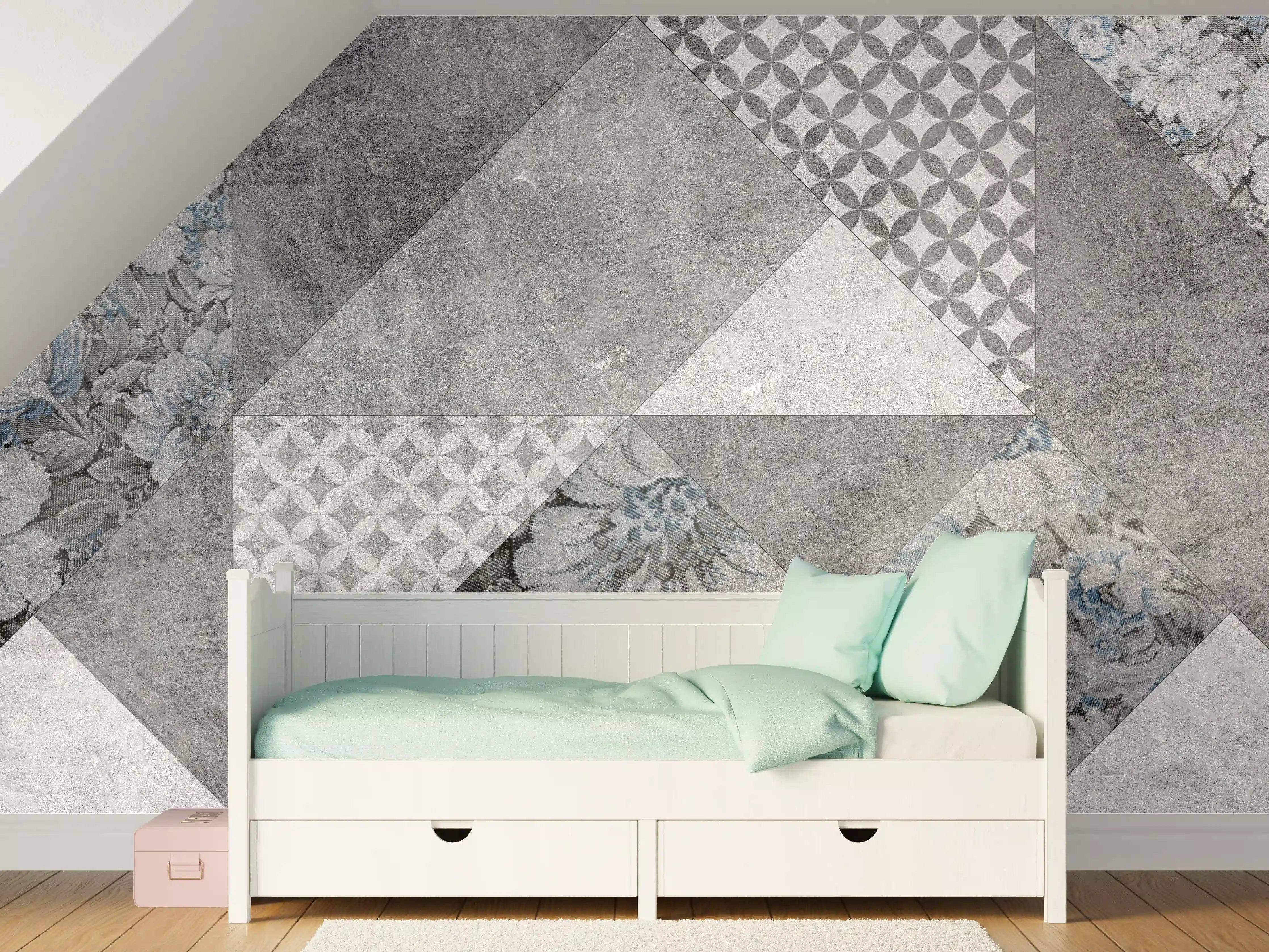 Kinderzimmer Wandgestaltung - abstrakte Blumen und Marmor Textur 
