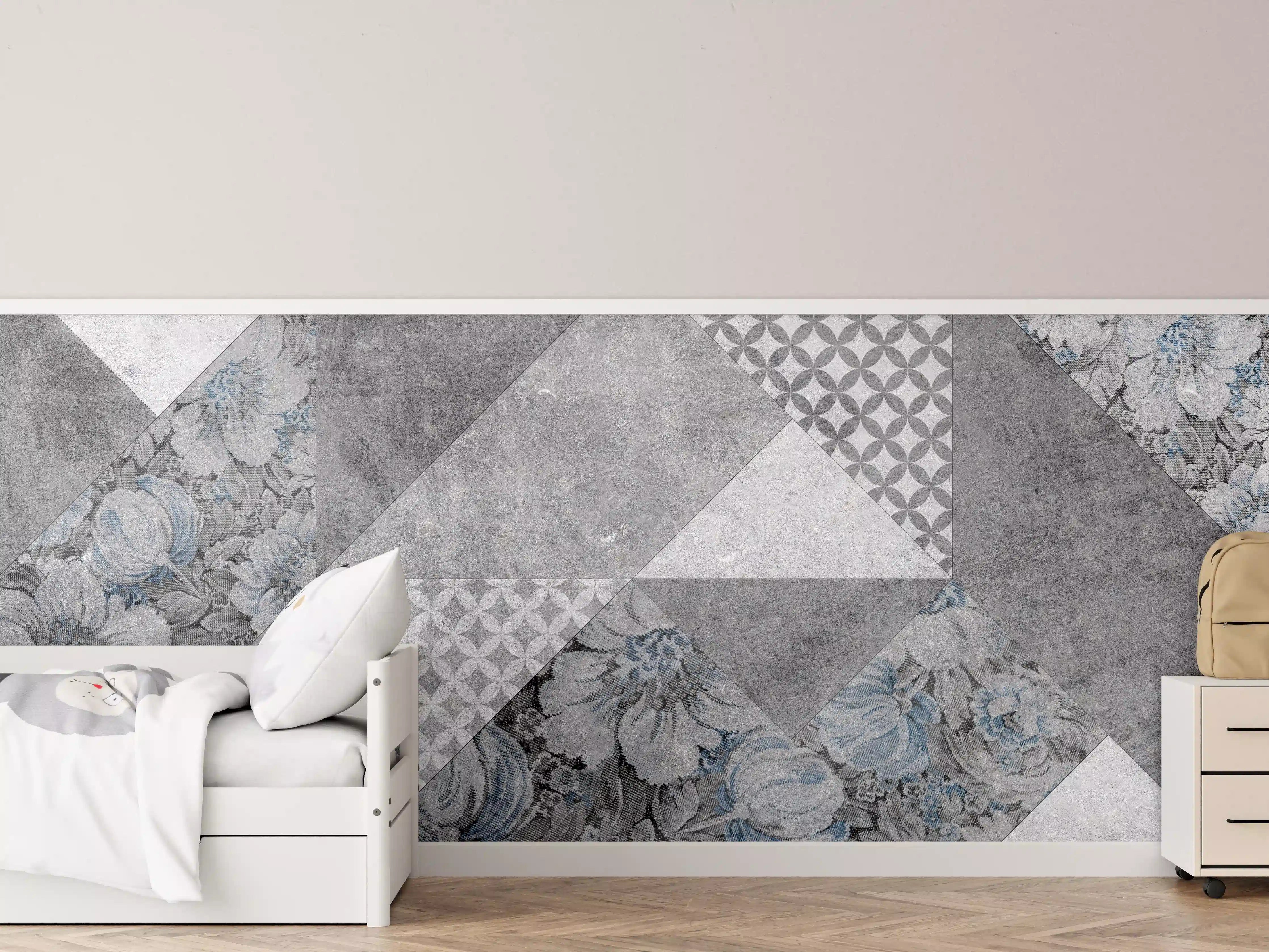 Kinderzimmer Wandgestaltung - abstrakte Blumen und Marmor Textur 