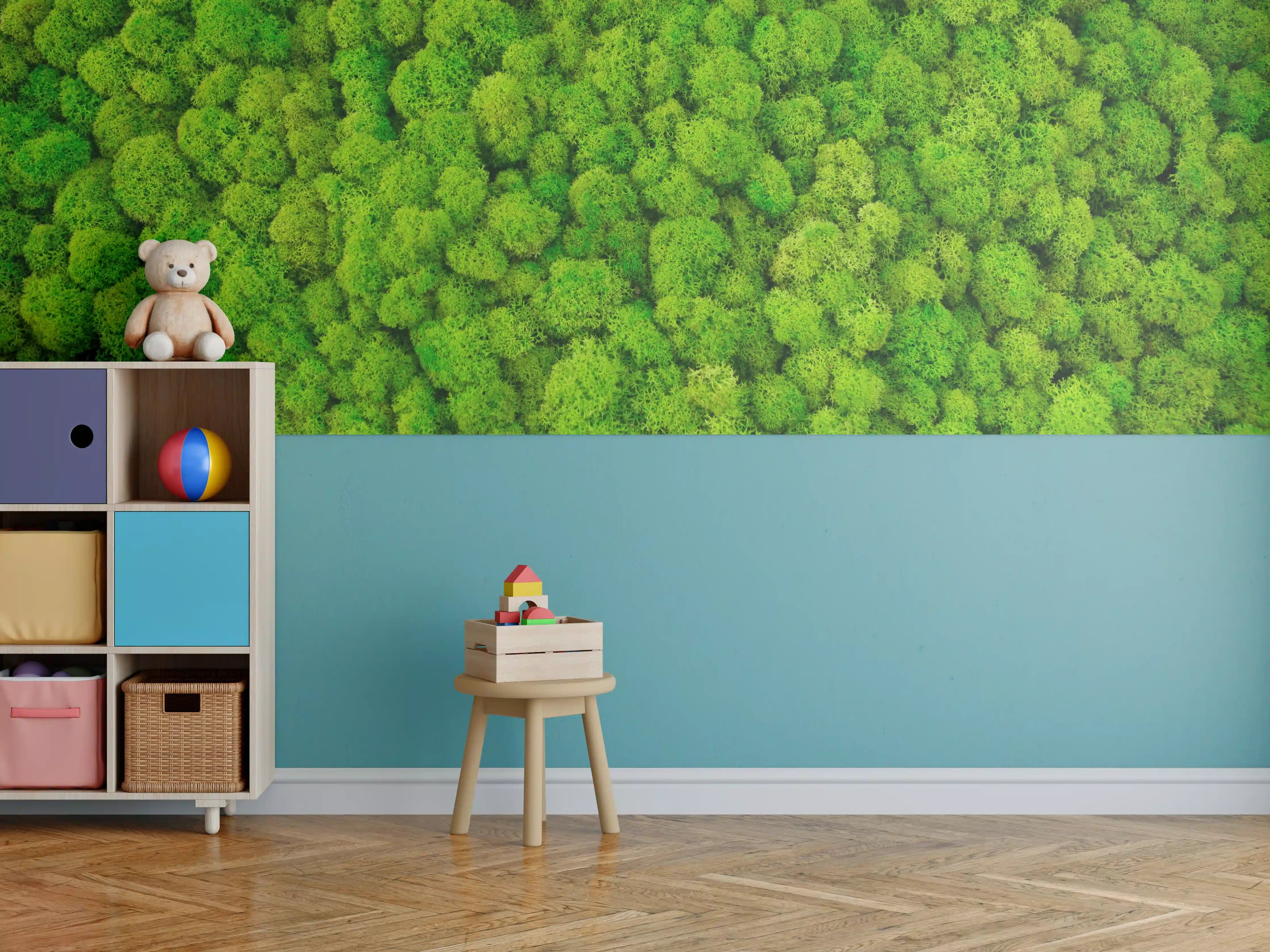 Kinderzimmer Wandgestaltung - dekoratives Moos Design