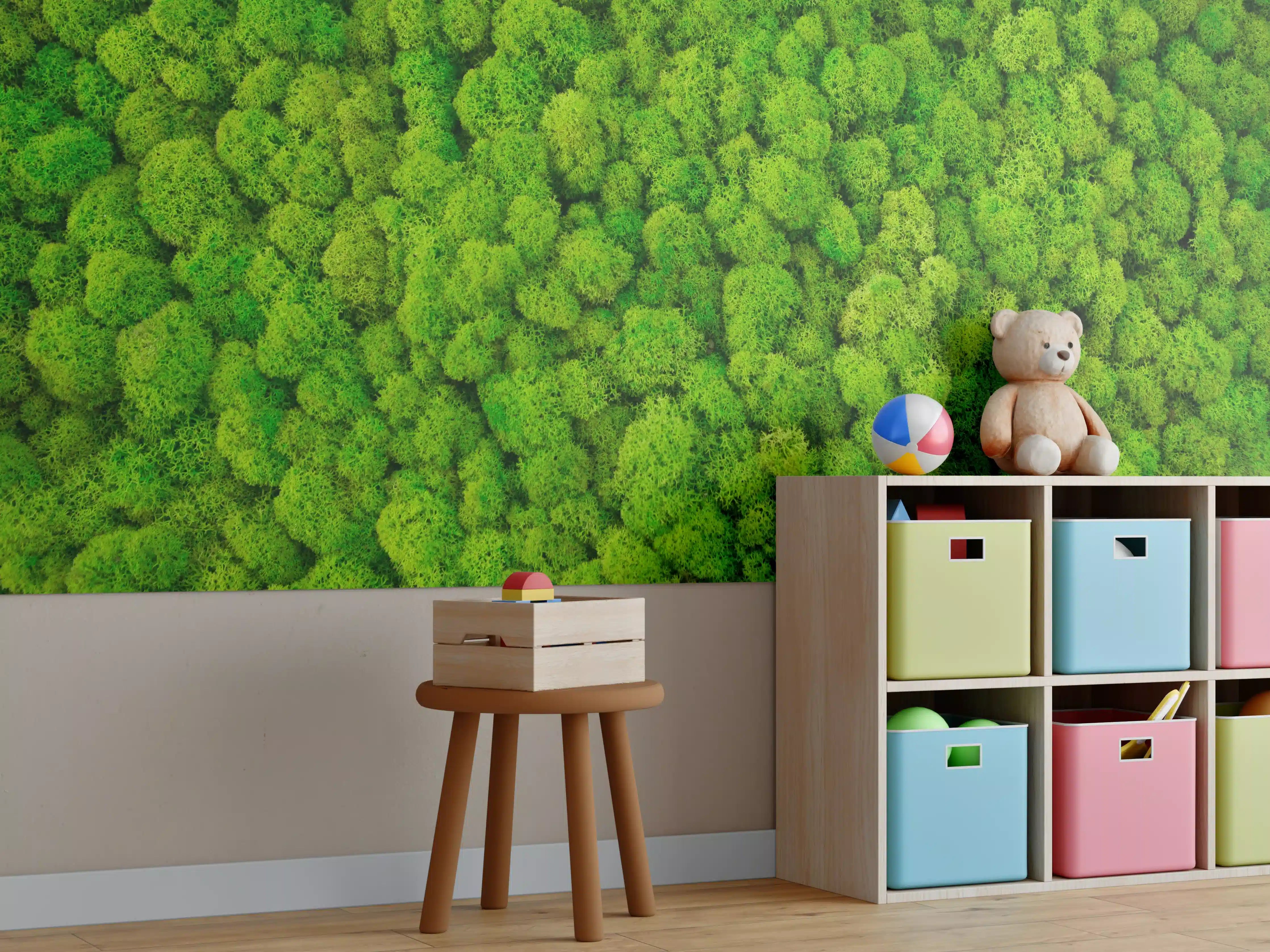 Kinderzimmer Wandgestaltung - dekoratives Moos Design