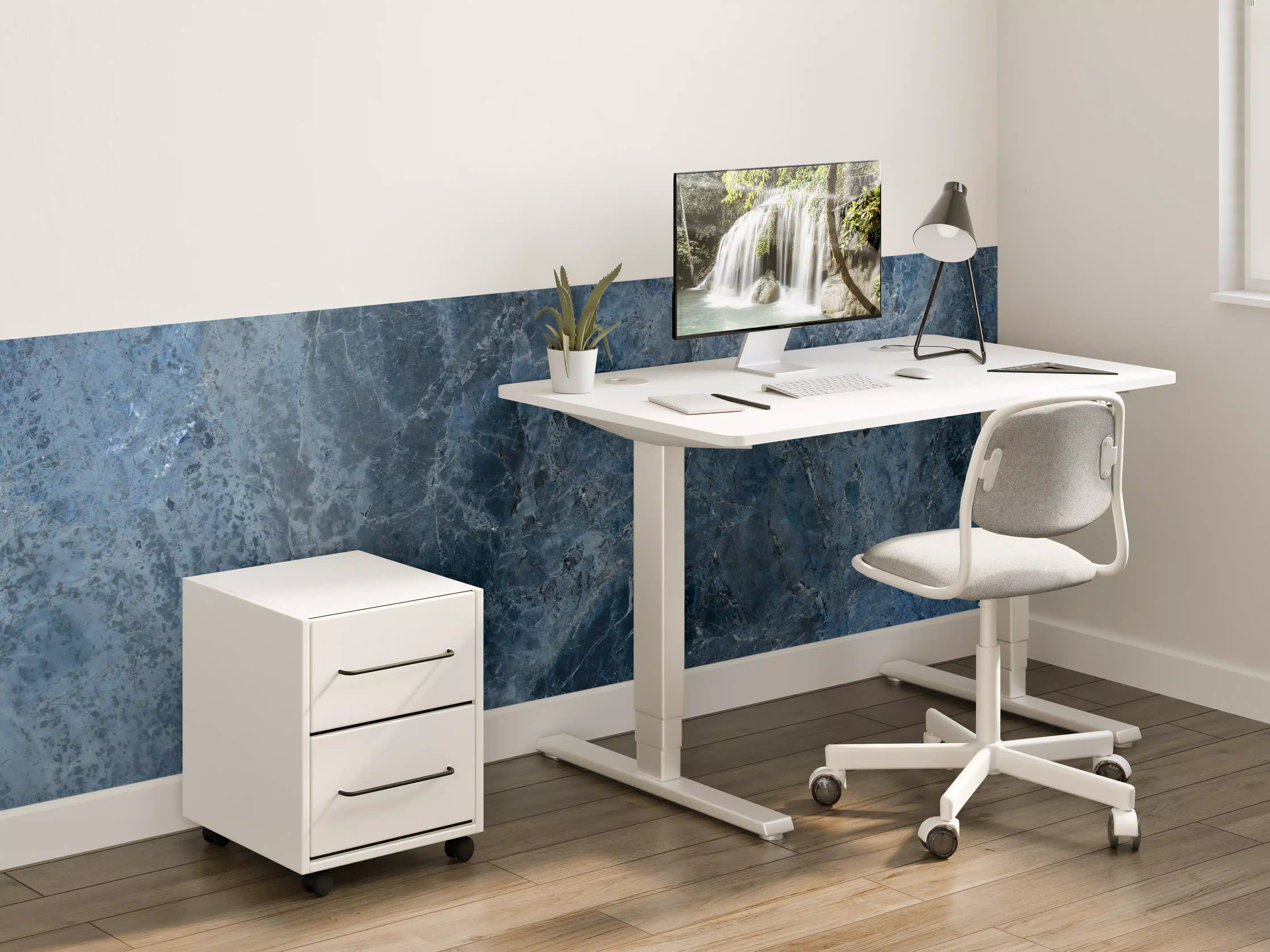 Kinderzimmer Wandgestaltung - dunkelblaue Marmor Steinstruktur