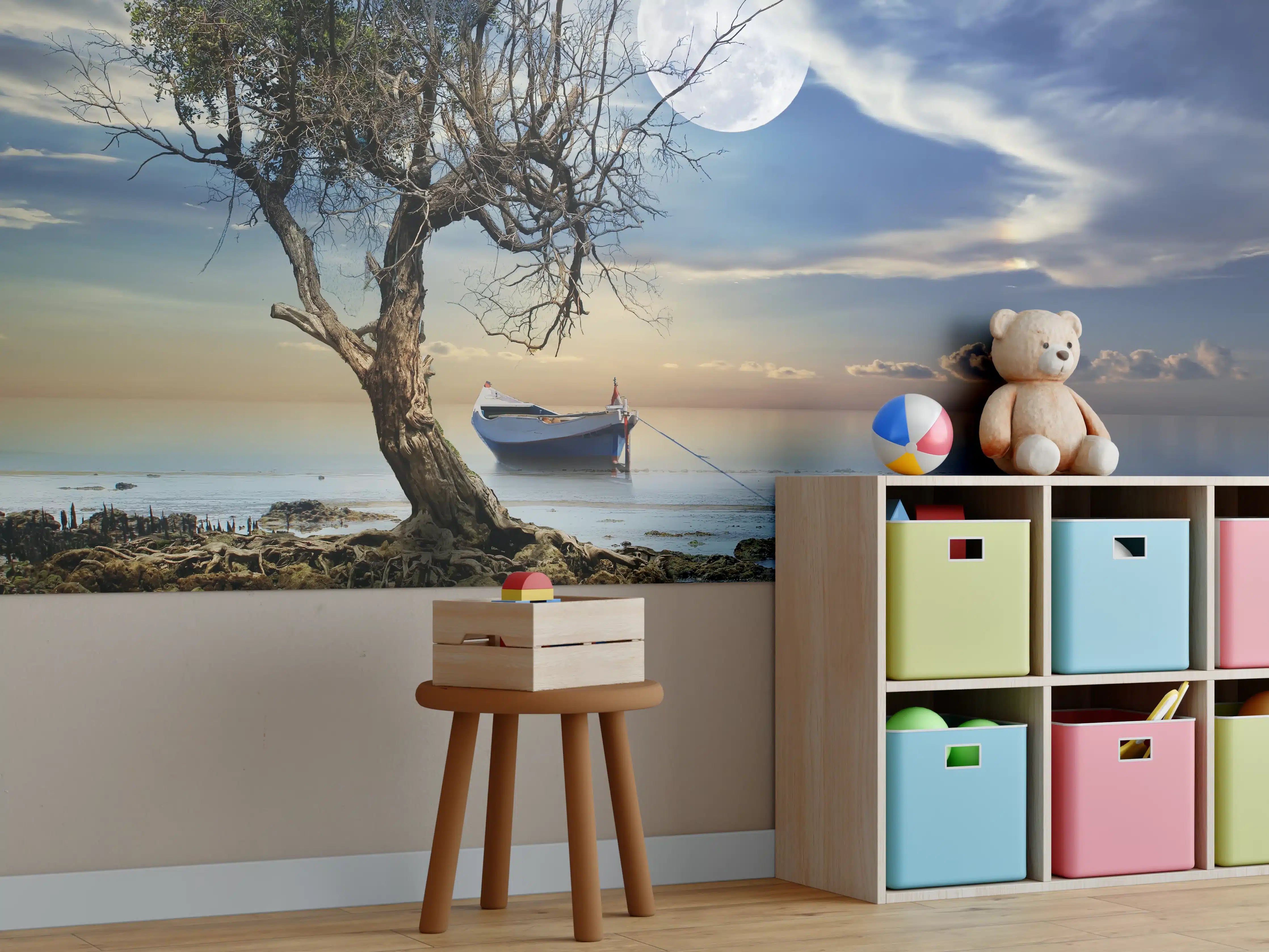 Kinderzimmer Wandgestaltung - einsamer Baum am Strand