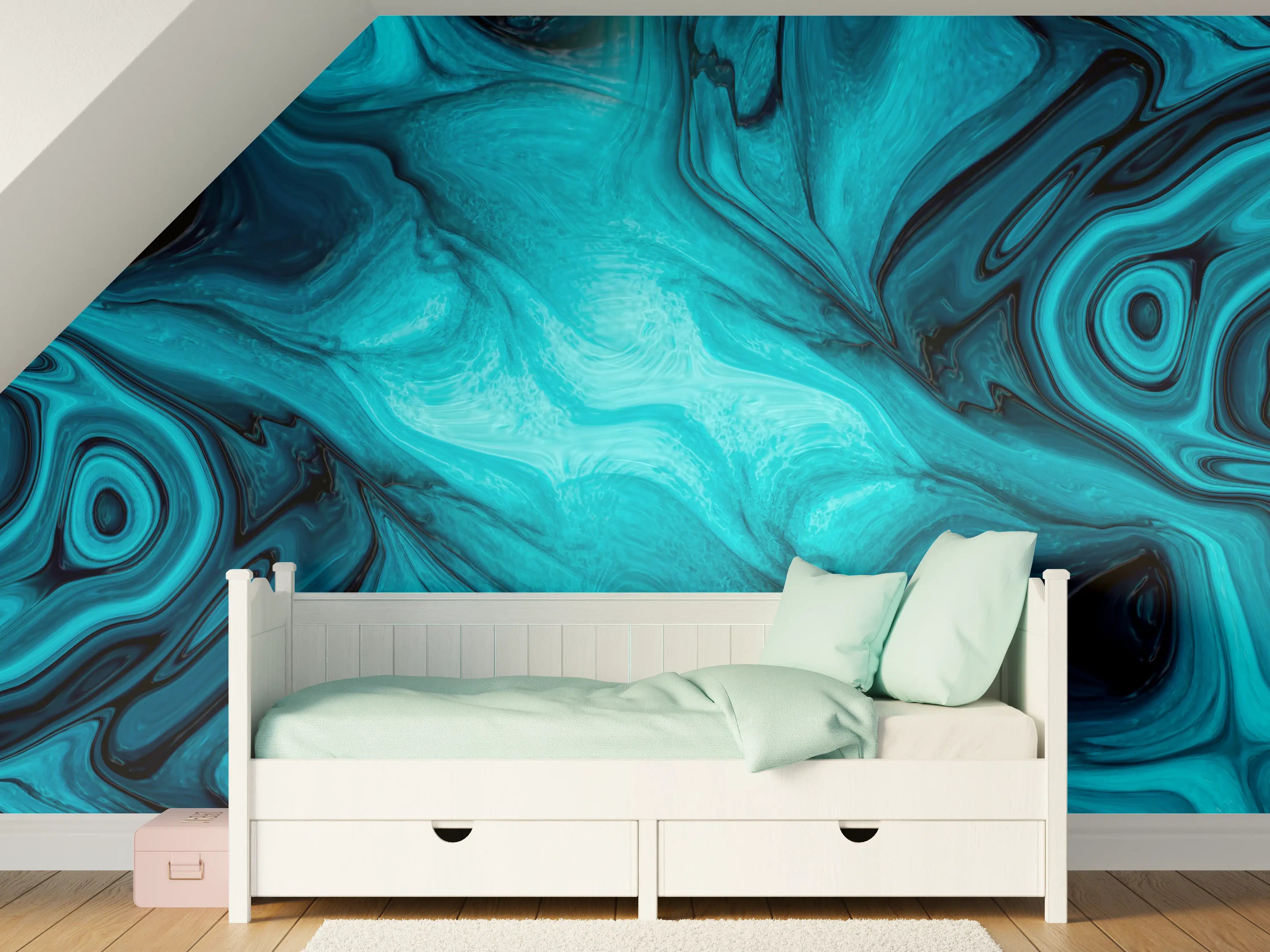 Kinderzimmer Wandgestaltung - flüssiges Acrylharz - Abstrakt