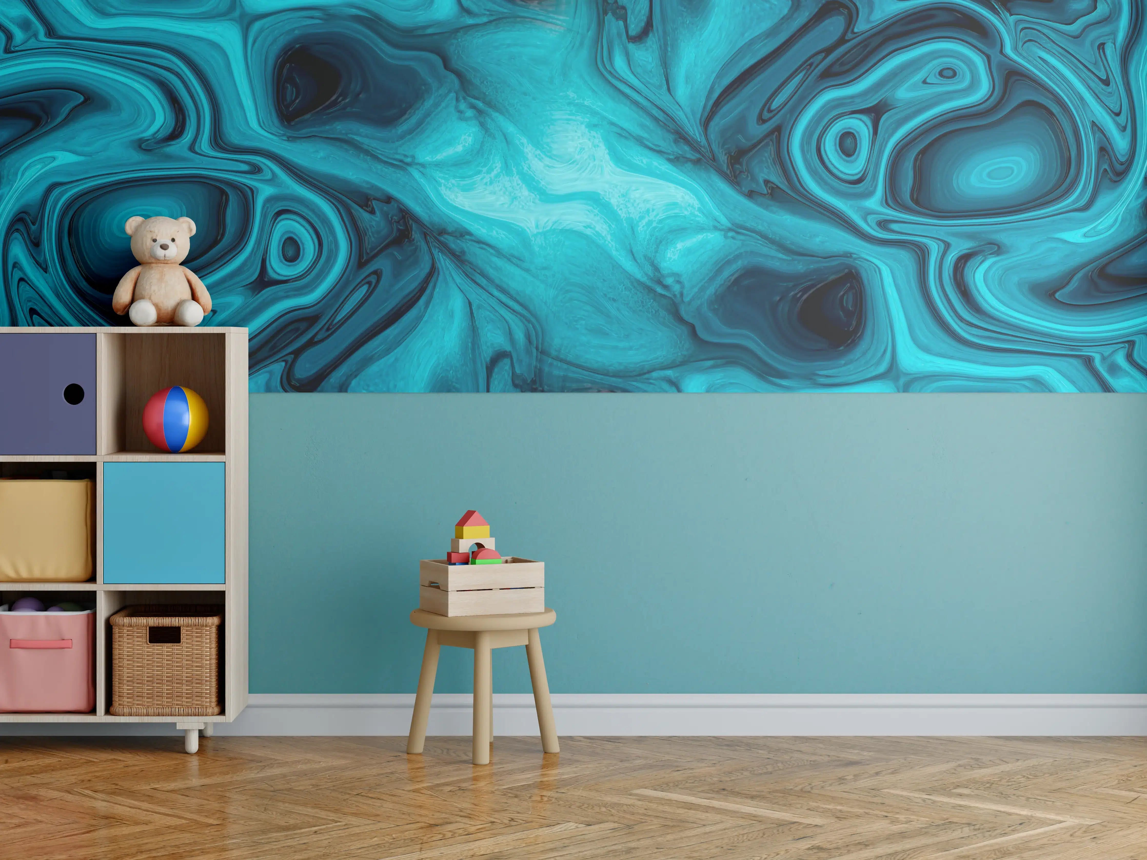 Kinderzimmer Wandgestaltung - flüssiges Acrylharz - Abstrakt