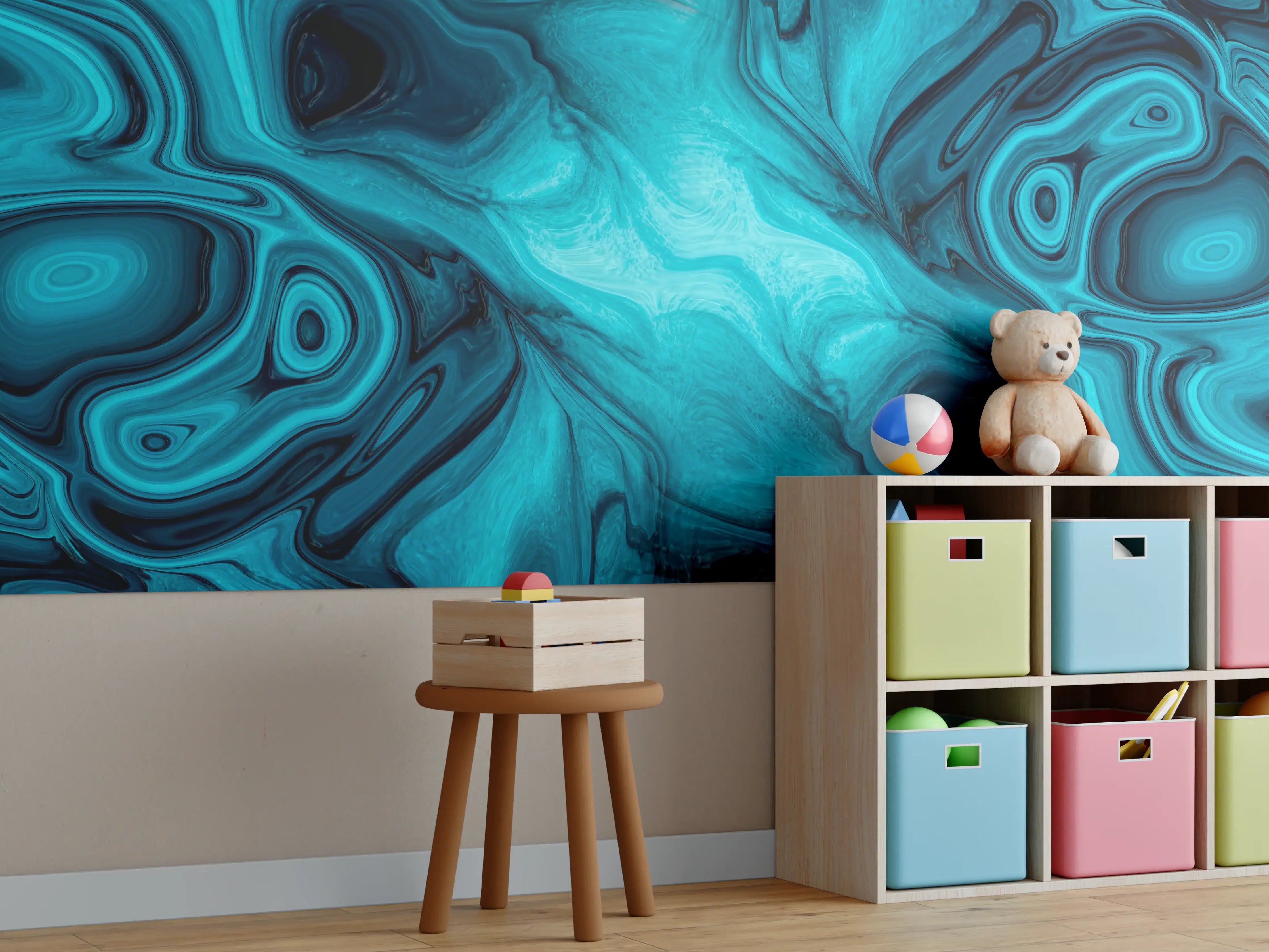 Kinderzimmer Wandgestaltung - flüssiges Acrylharz - Abstrakt