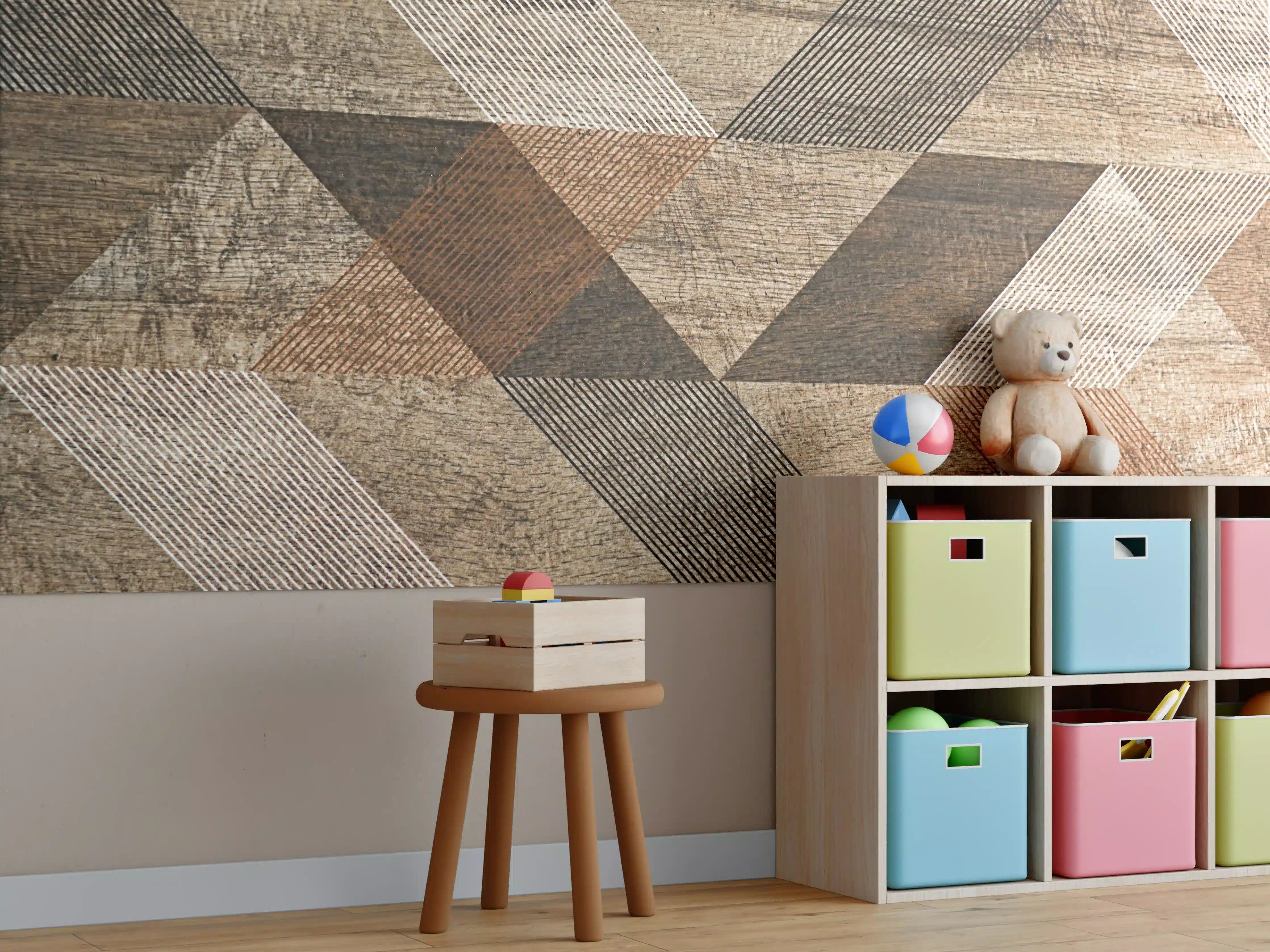 Kinderzimmer Wandgestaltung - geometrisches Mosaik Design