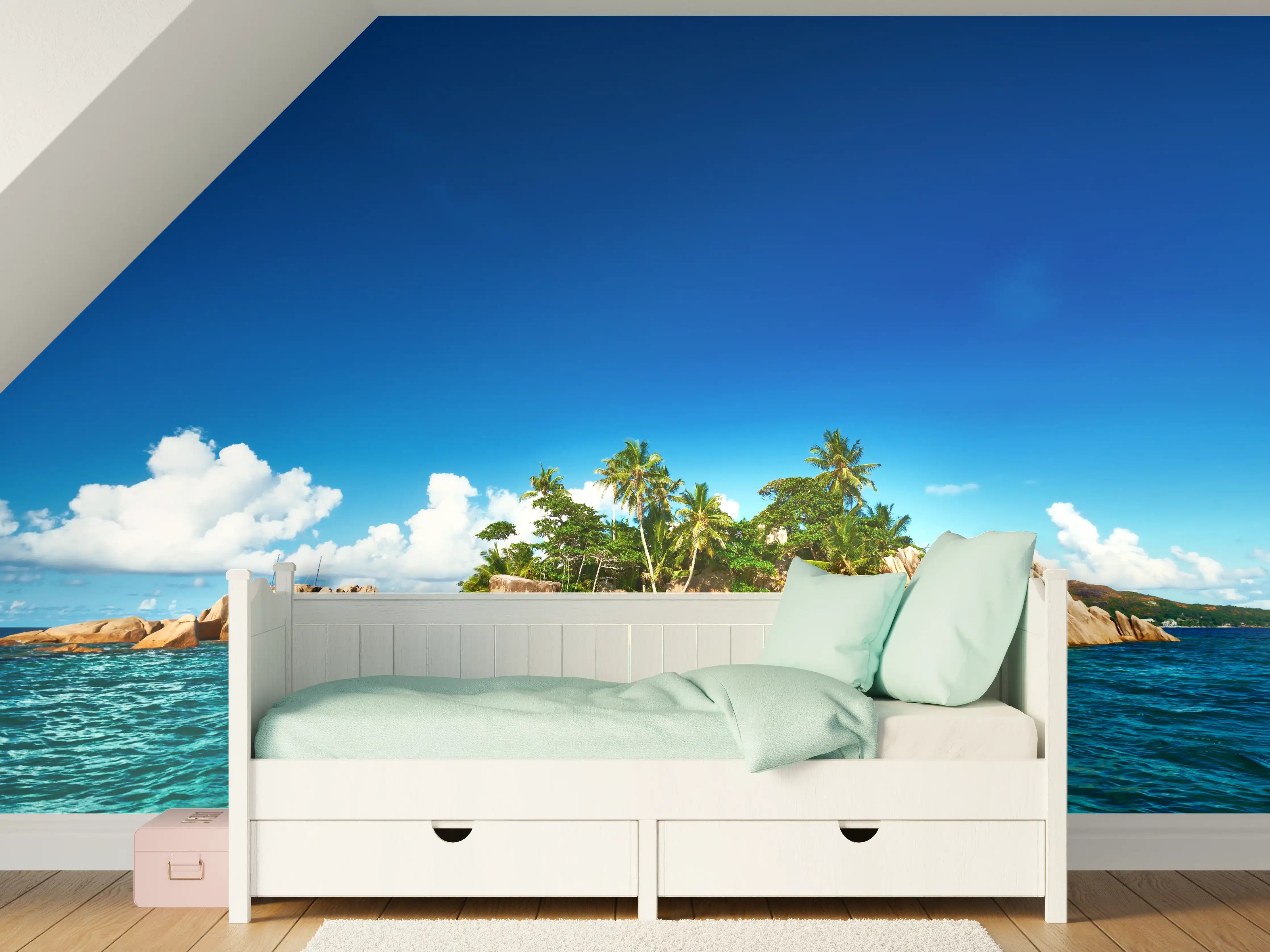 Kinderzimmer Wandgestaltung - kleine tropische Insel vor Sankt Pierre