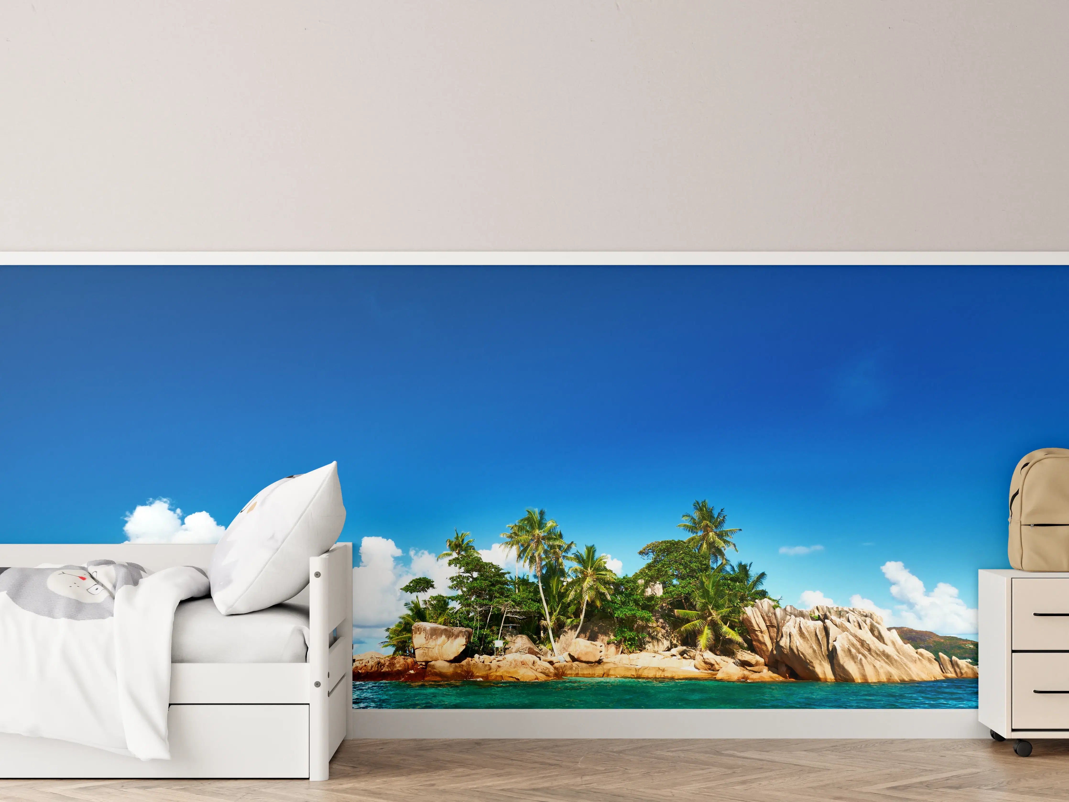 Kinderzimmer Wandgestaltung - kleine tropische Insel vor Sankt Pierre