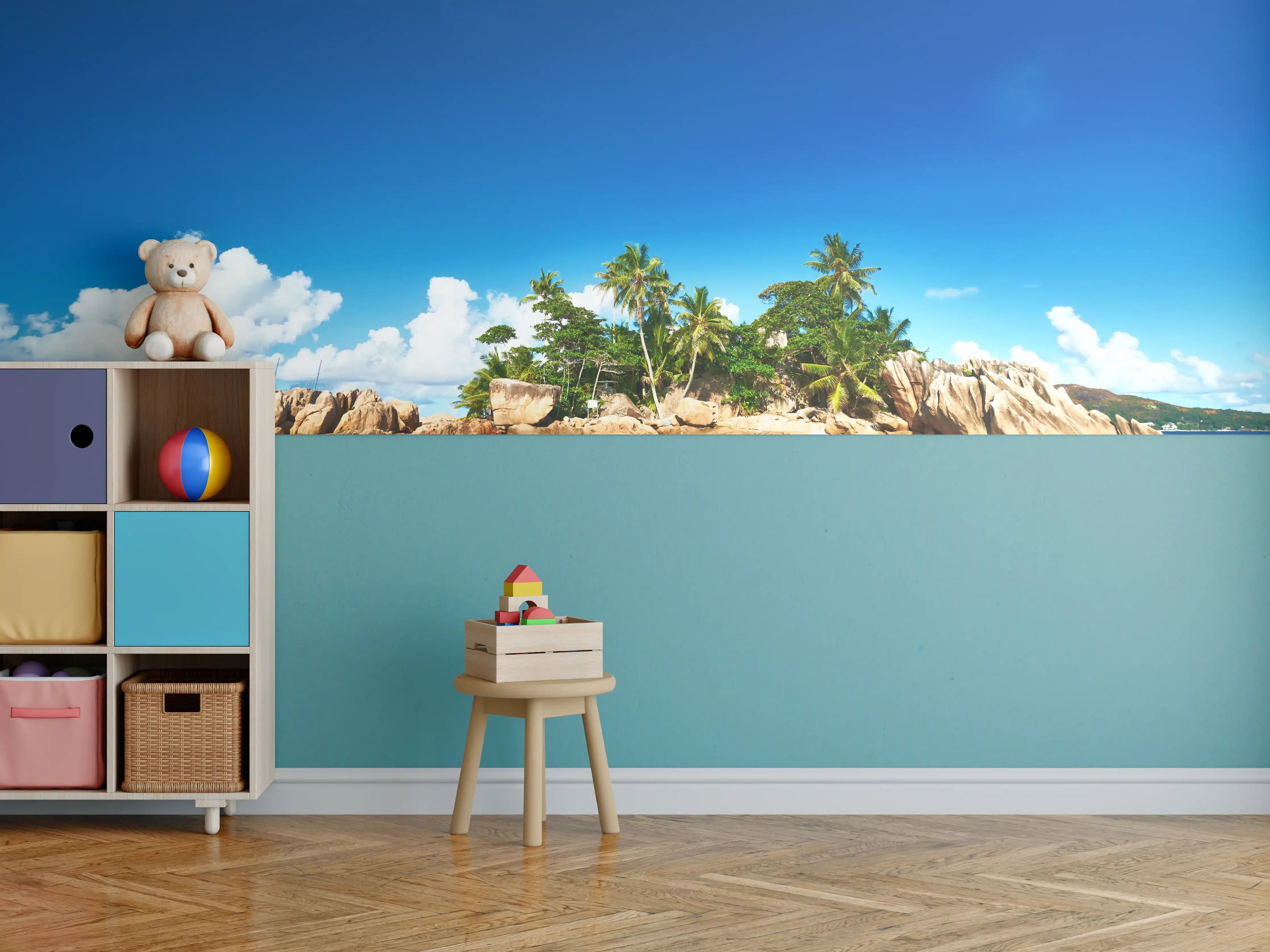 Kinderzimmer Wandgestaltung - kleine tropische Insel vor Sankt Pierre
