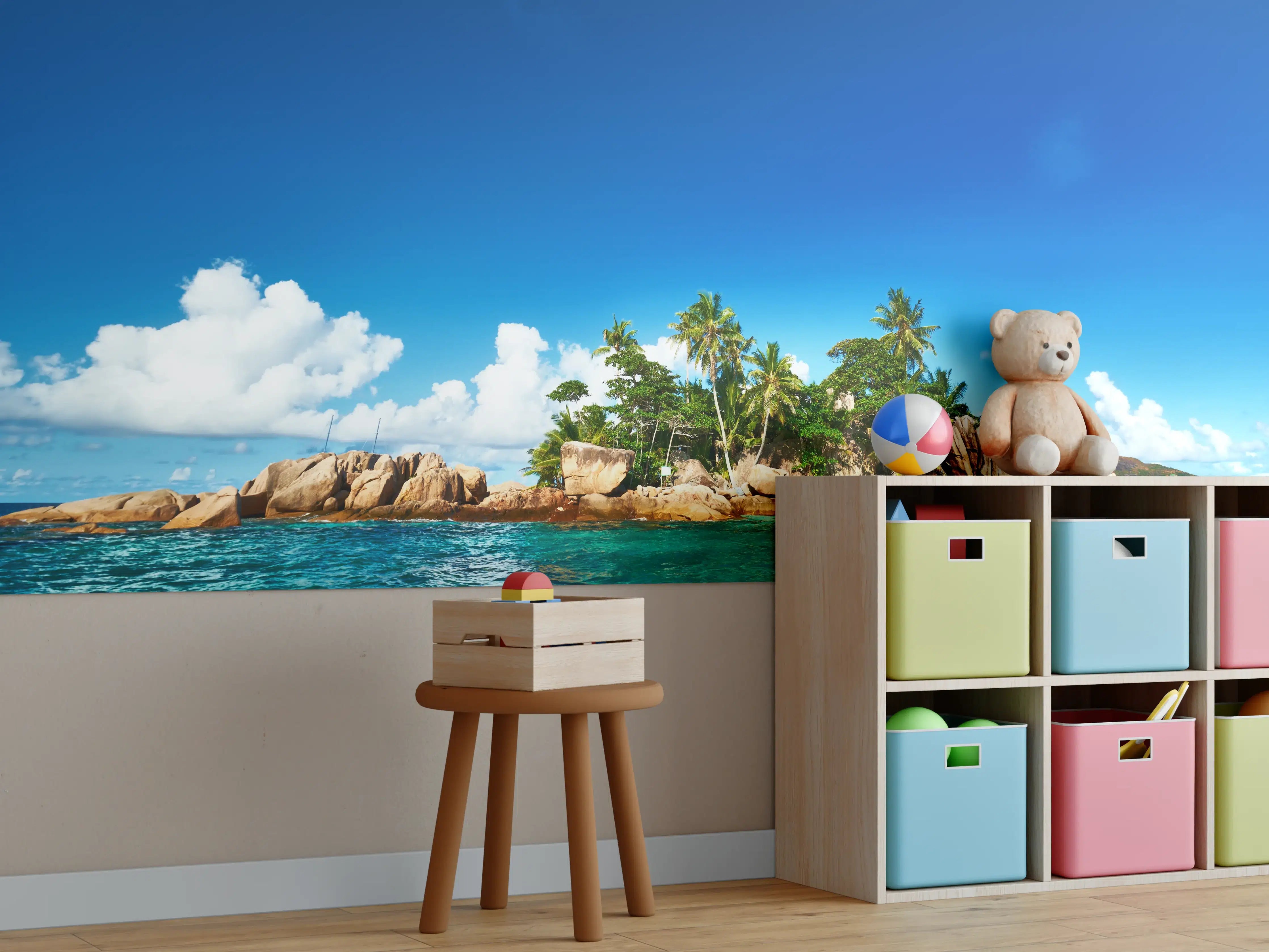 Kinderzimmer Wandgestaltung - kleine tropische Insel vor Sankt Pierre