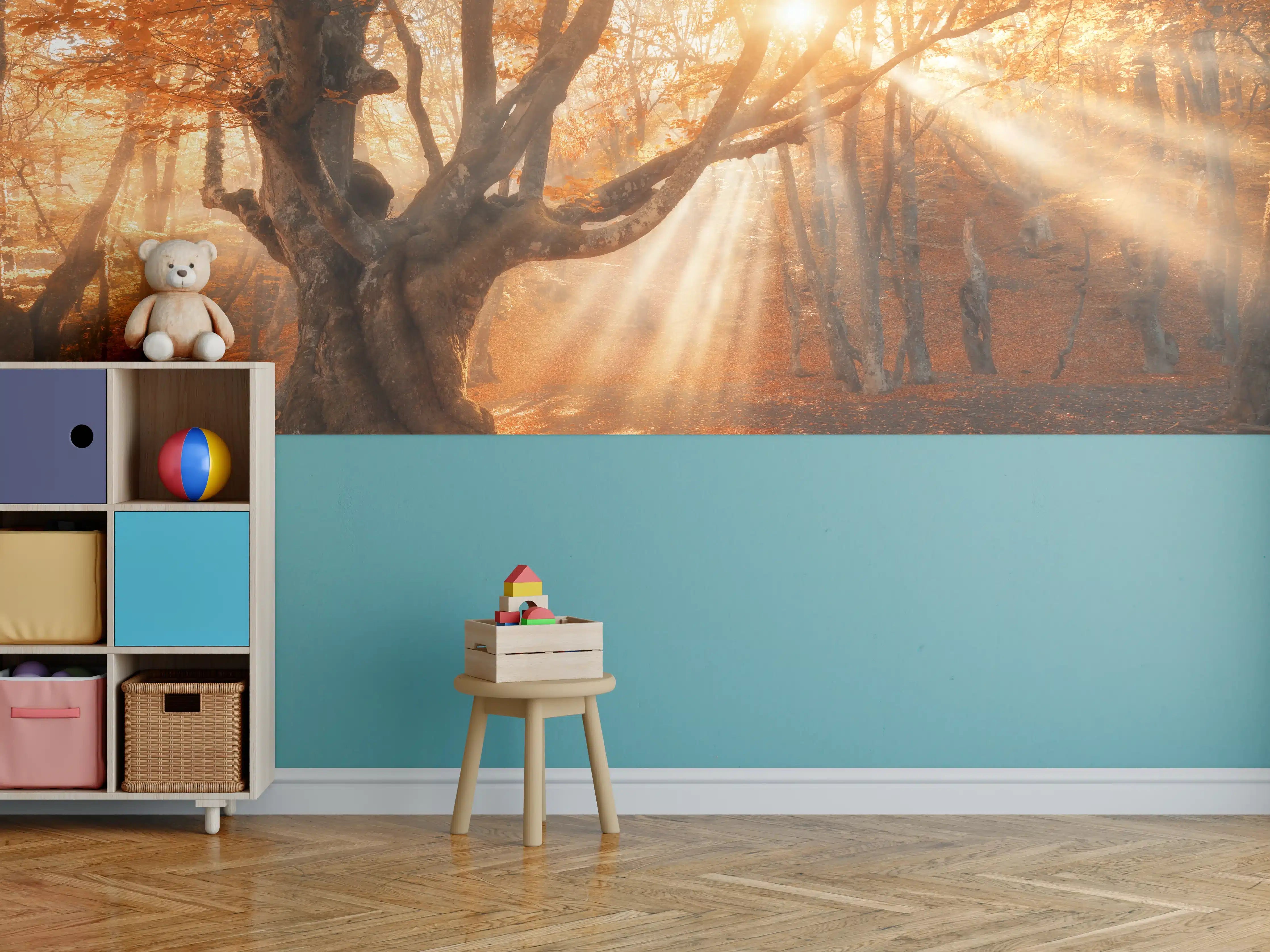 Kinderzimmer Wandgestaltung - magischer alter Baum im Herbst