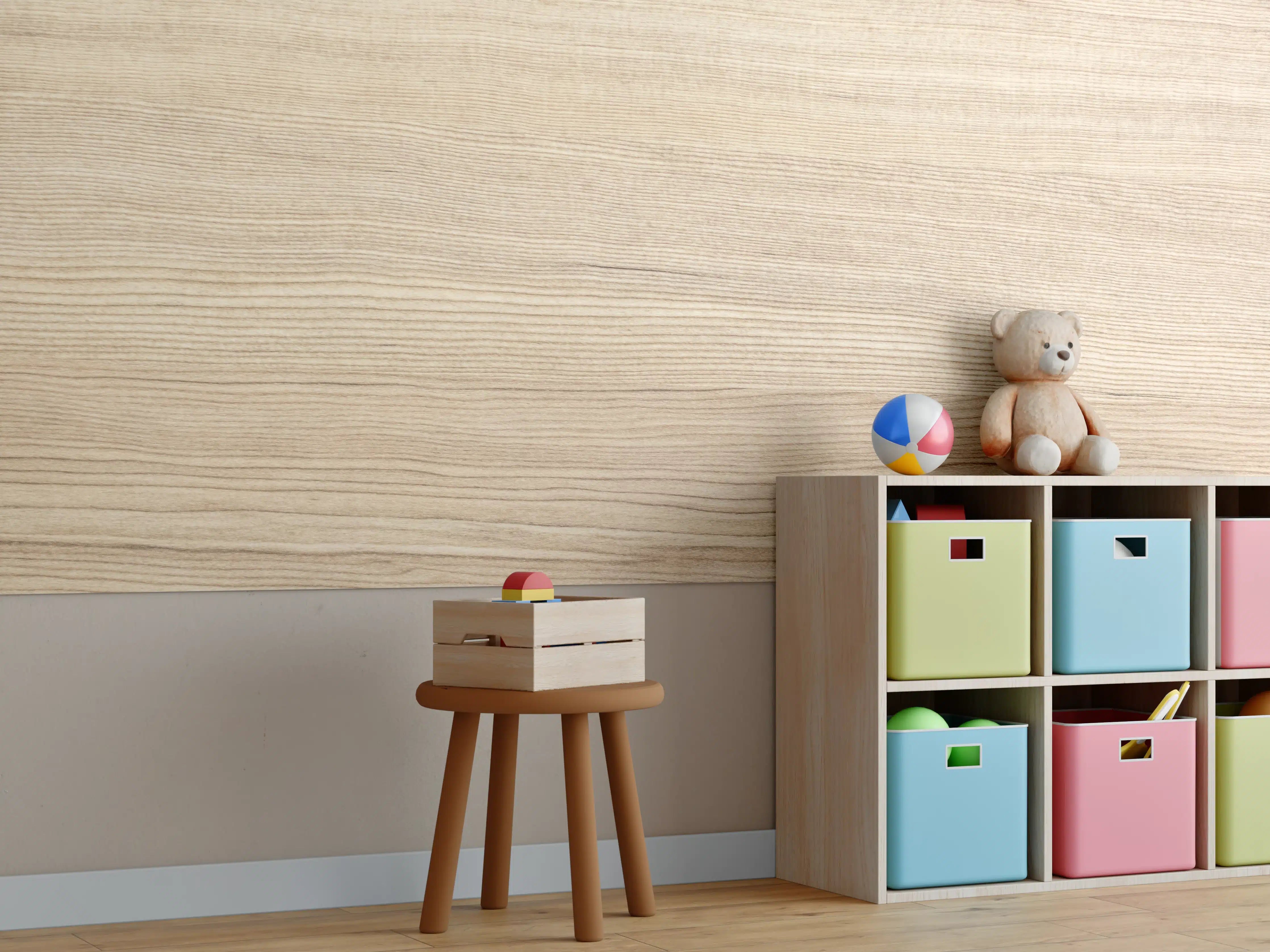 Kinderzimmer Wandgestaltung - moderne Eiche Holztextur