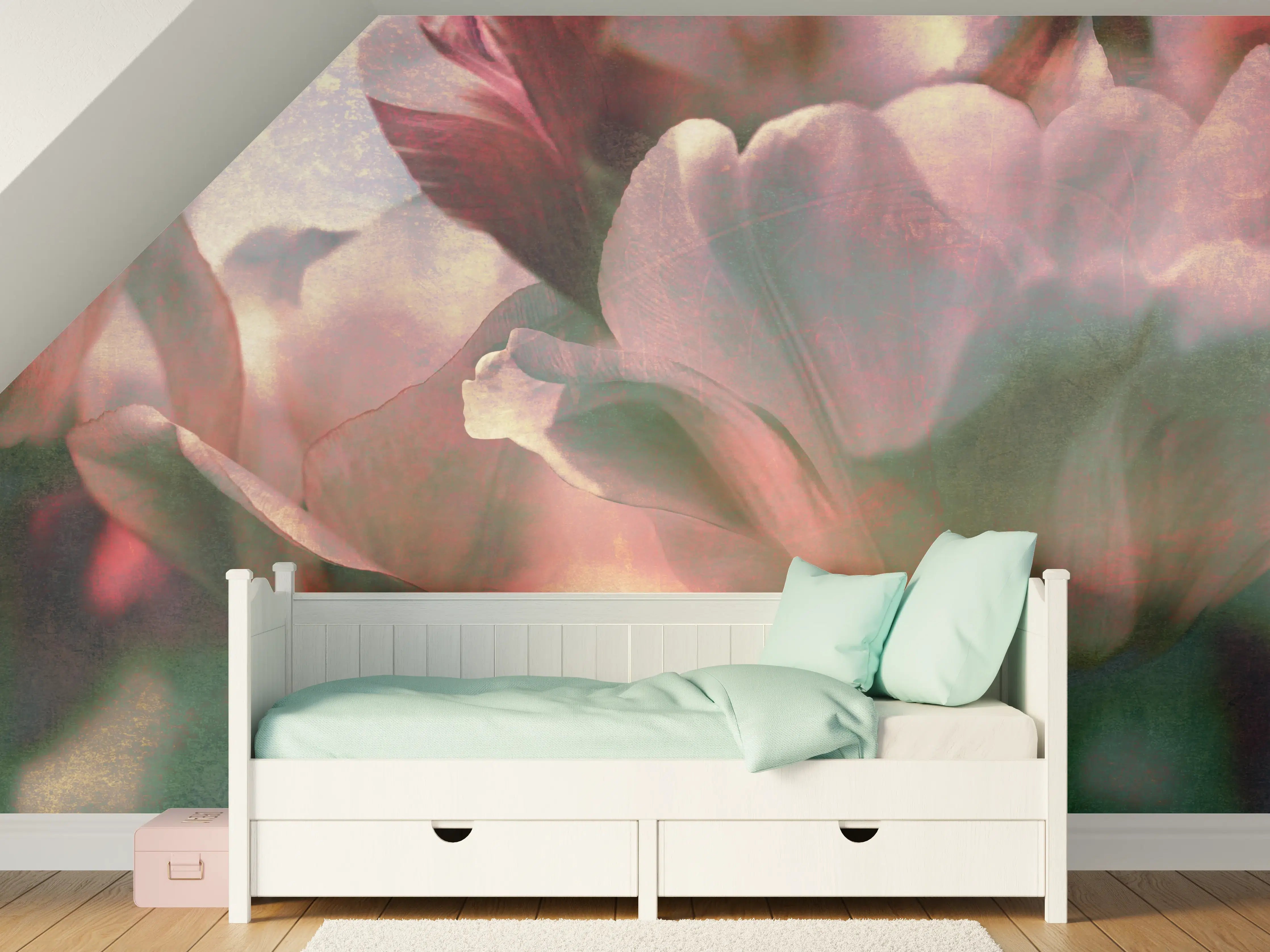 Kinderzimmer Wandgestaltung - nostalgische Tulpen 