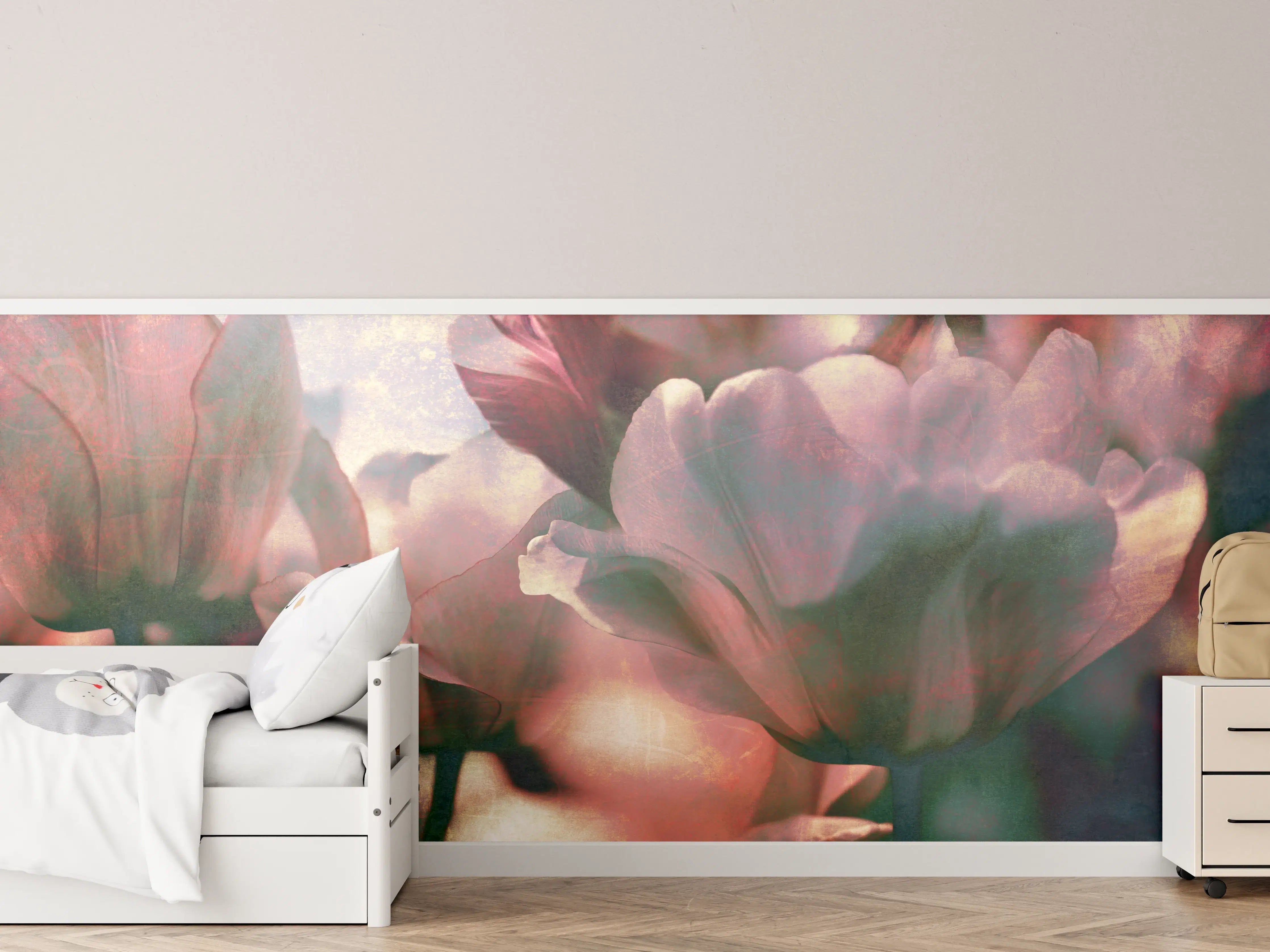 Kinderzimmer Wandgestaltung - nostalgische Tulpen 