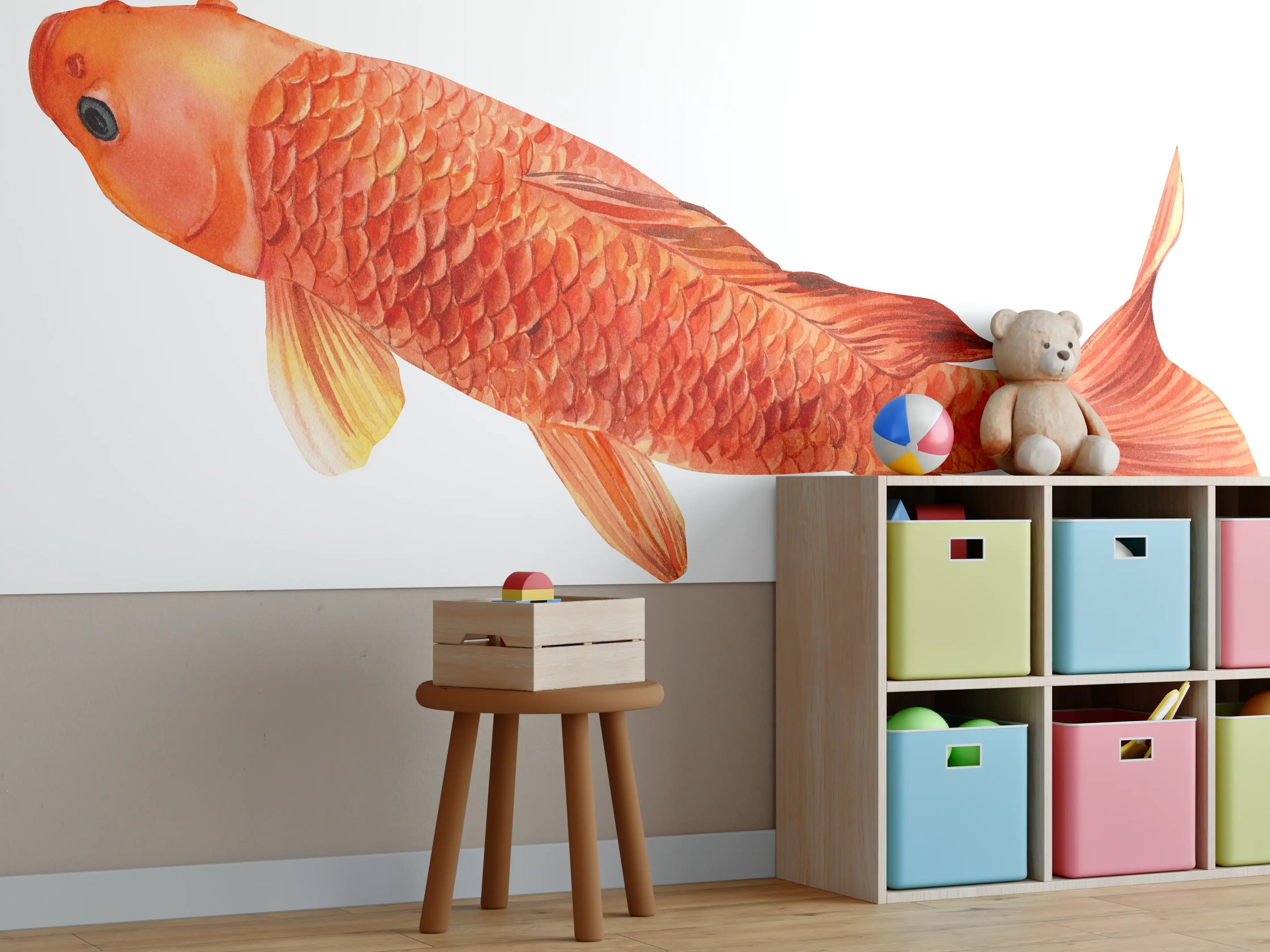 Kinderzimmer Wandgestaltung - orangefarbener Koi