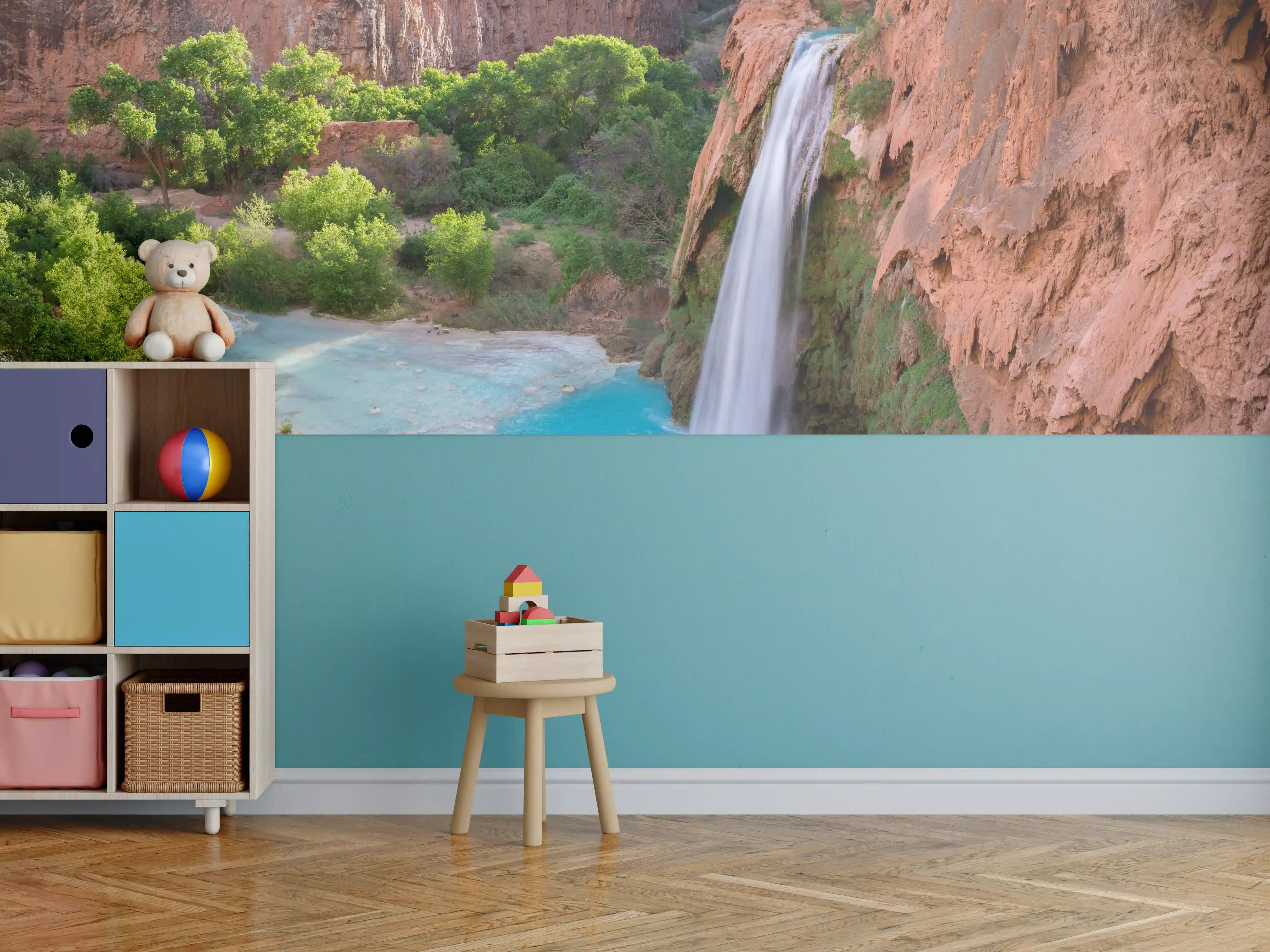 Kinderzimmer Wandgestaltung - paradiesischer Anblick der Havasu Falls 