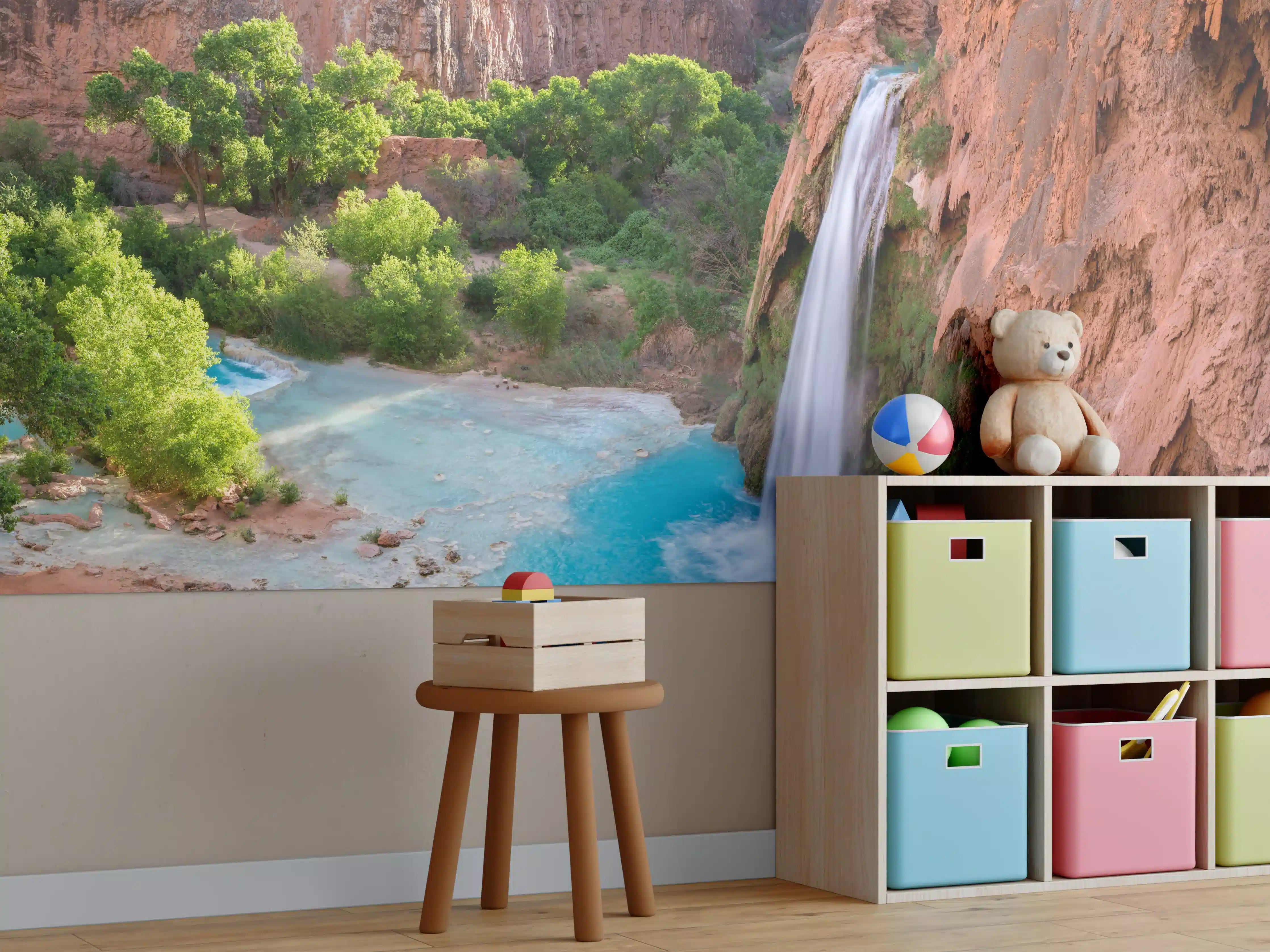 Kinderzimmer Wandgestaltung - paradiesischer Anblick der Havasu Falls 