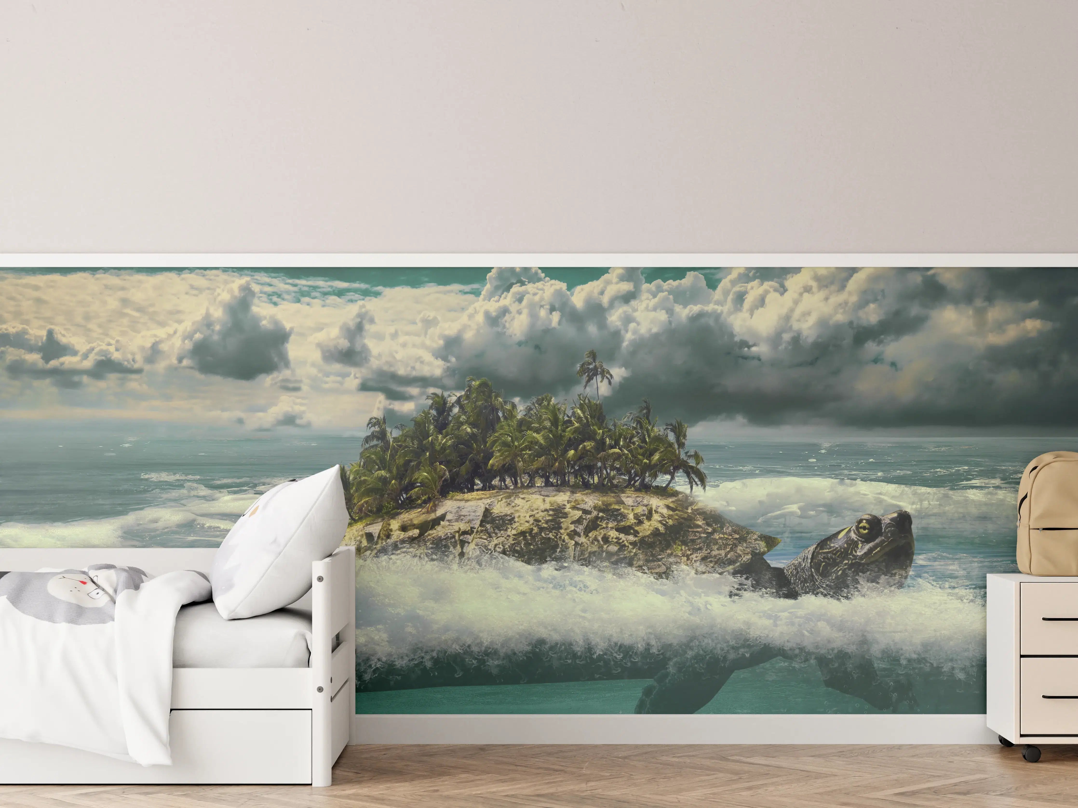 Kinderzimmer Wandgestaltung - tropische Wanderinsel im Meer