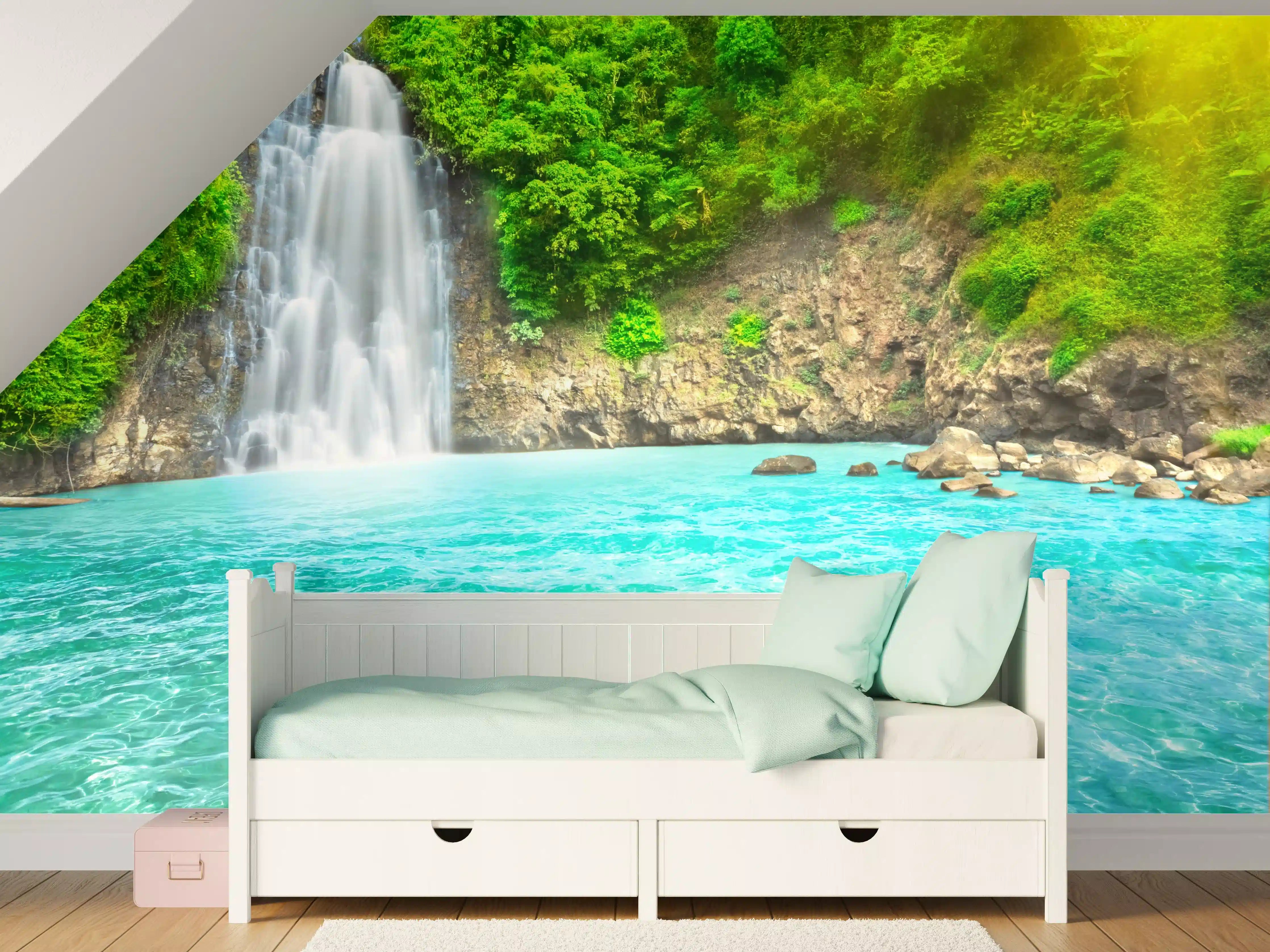 Kinderzimmer Wandgestaltung - tropischer Wasserfall