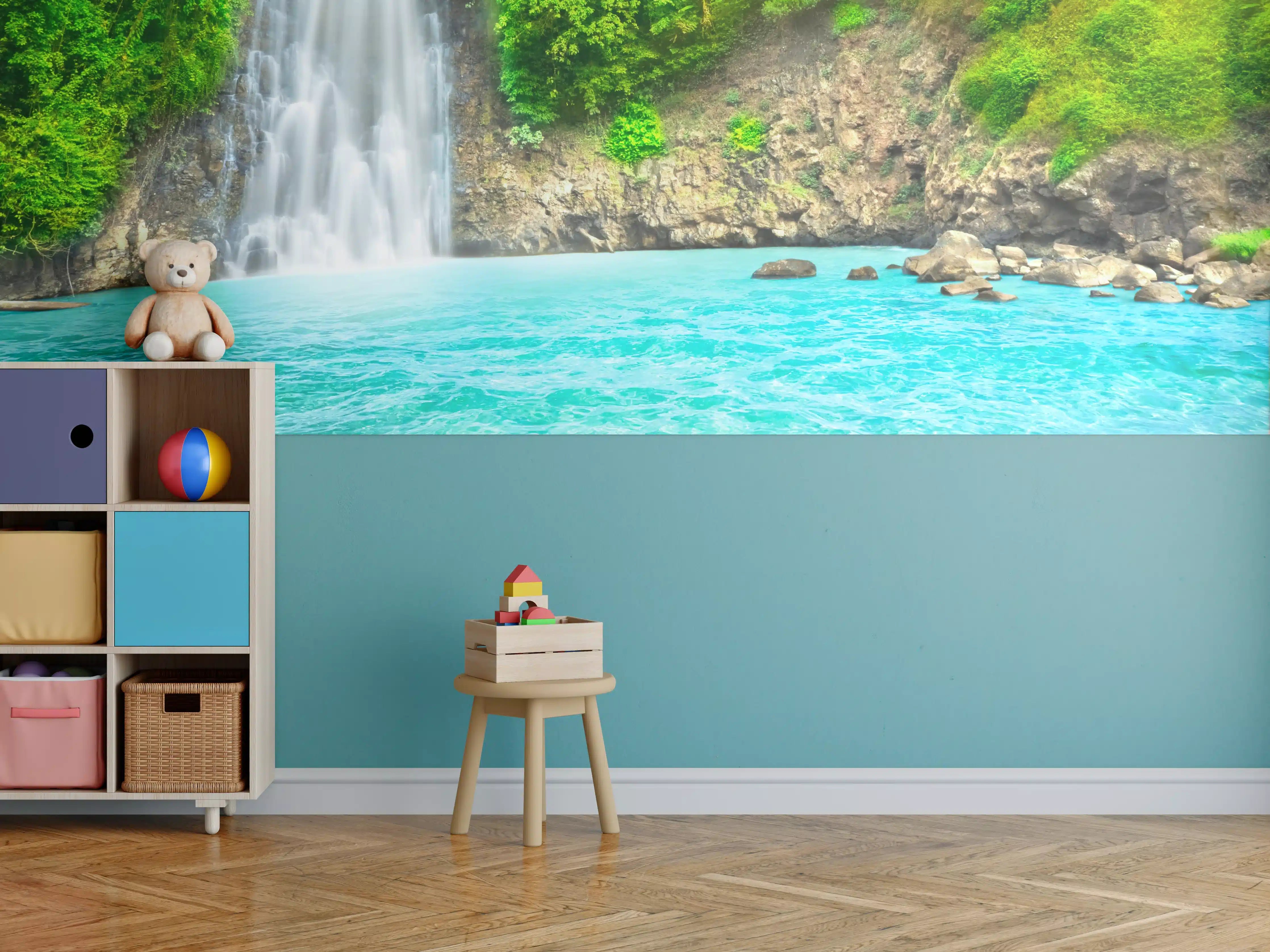 Kinderzimmer Wandgestaltung - tropischer Wasserfall