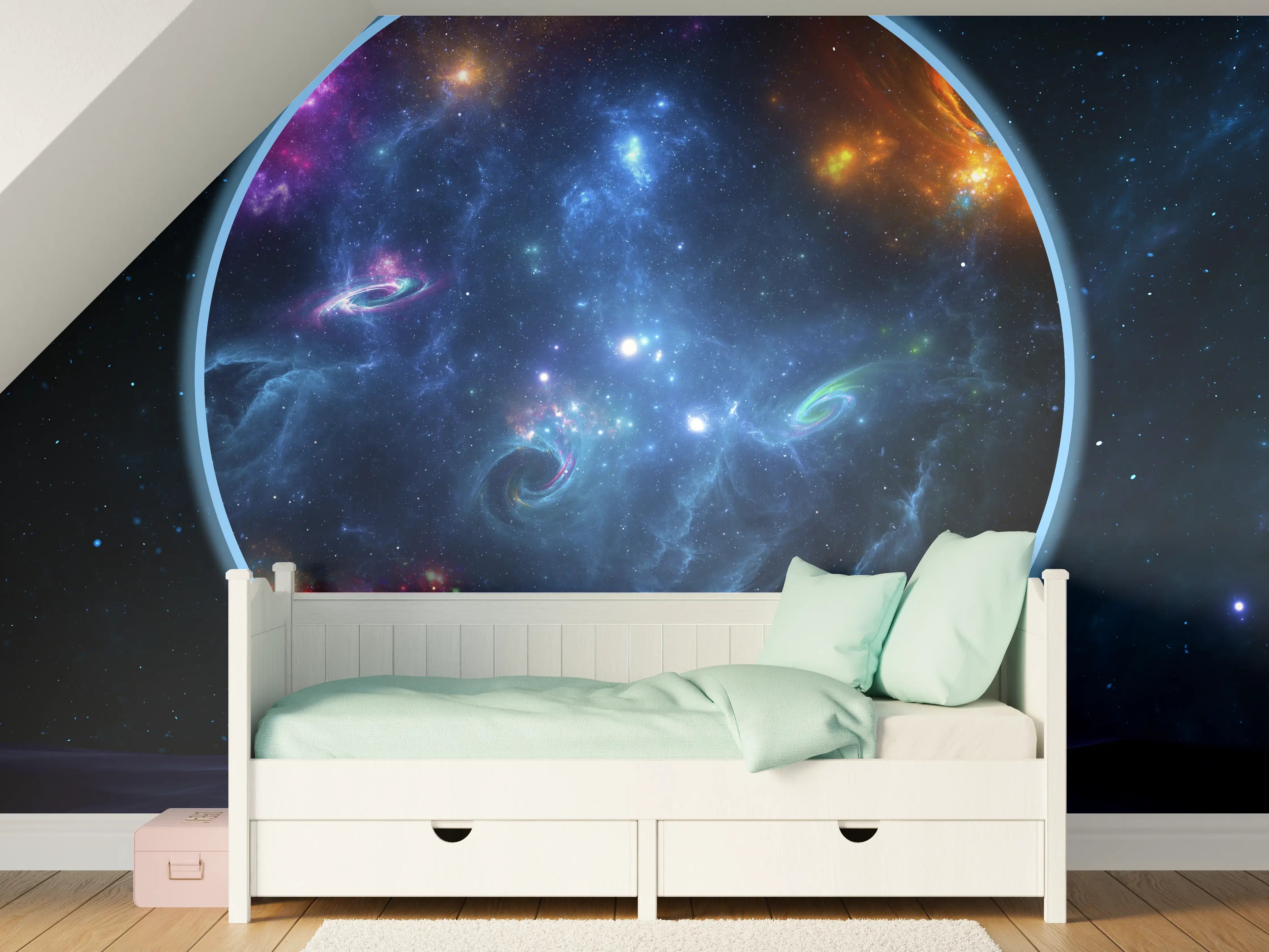 Kinderzimmer Wandgestaltung - überspitze Darstellung - Weltall