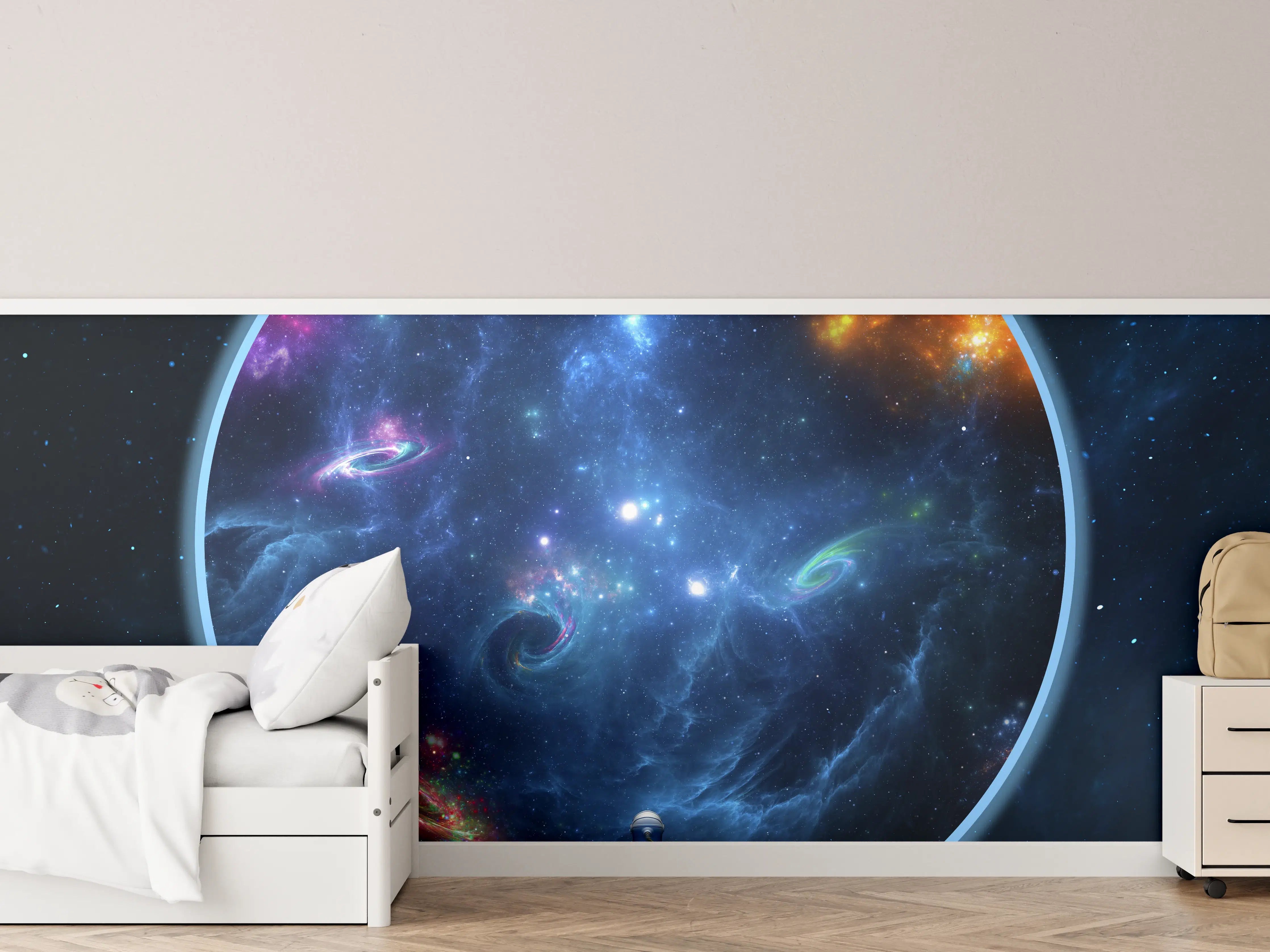 Kinderzimmer Wandgestaltung - überspitze Darstellung - Weltall