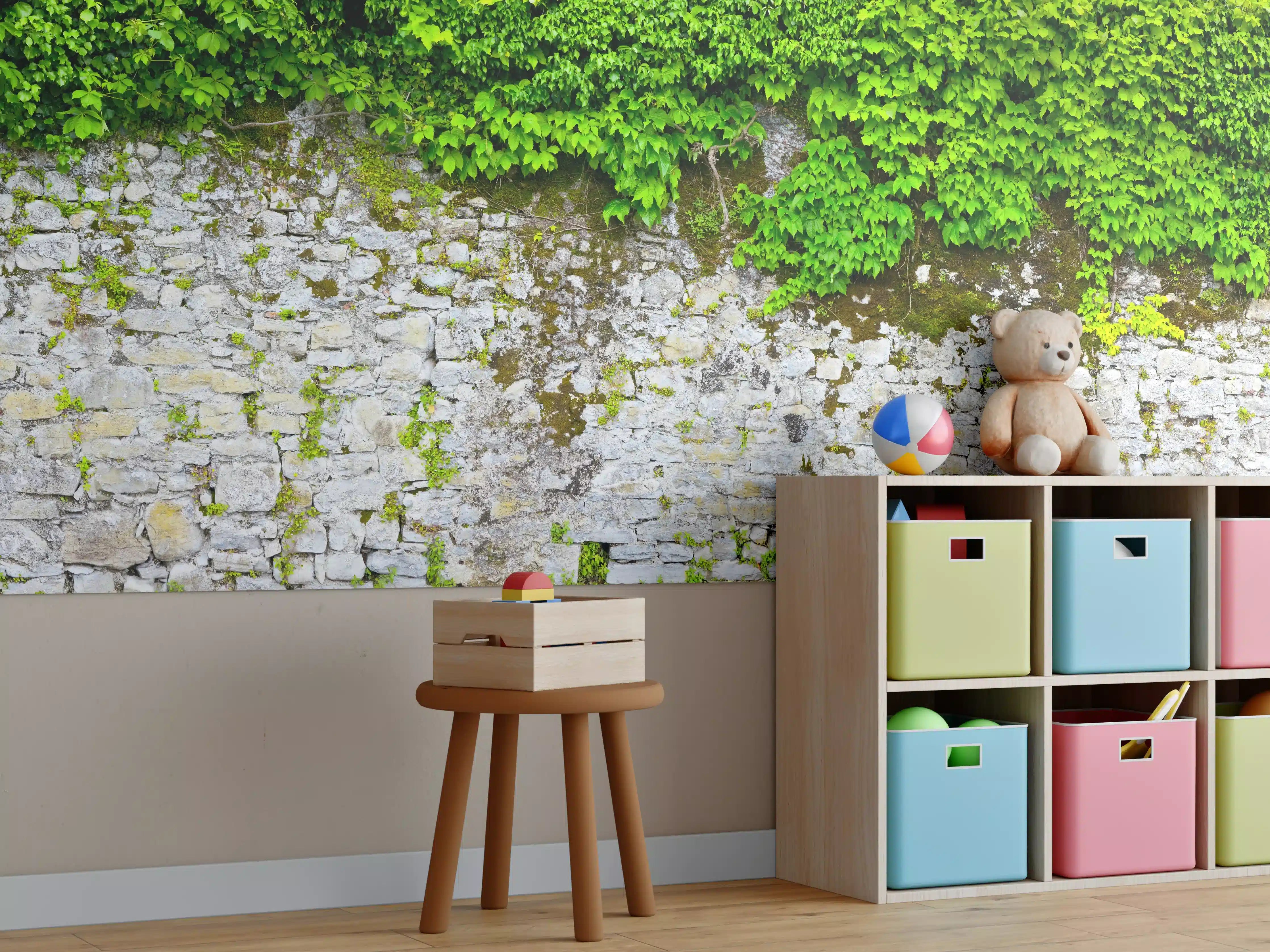 Kinderzimmer Wandgestaltung - überwucherte Burgmauer