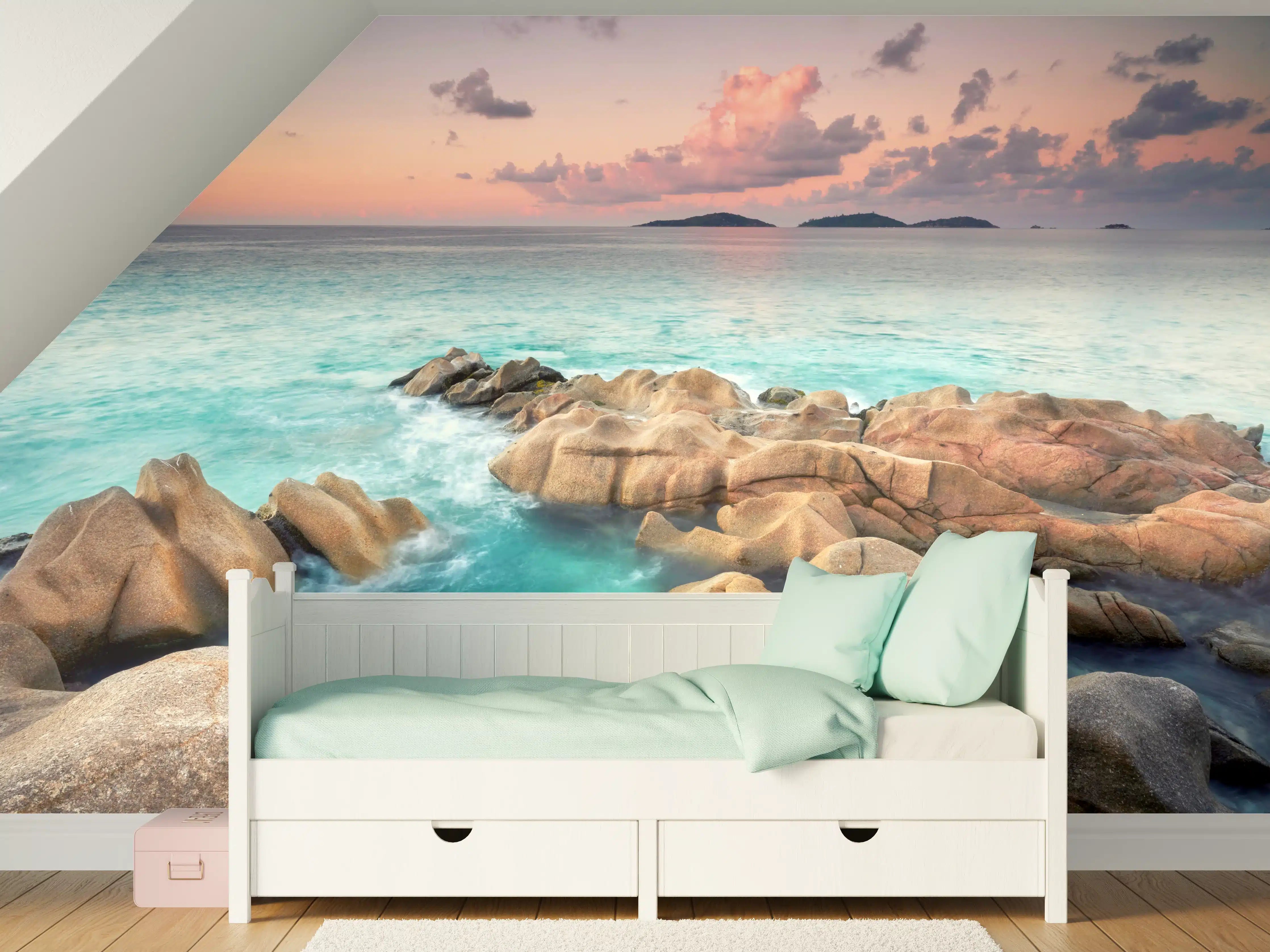 Kinderzimmer Wandgestaltung - zauberhaftes Felsen in Seychellen